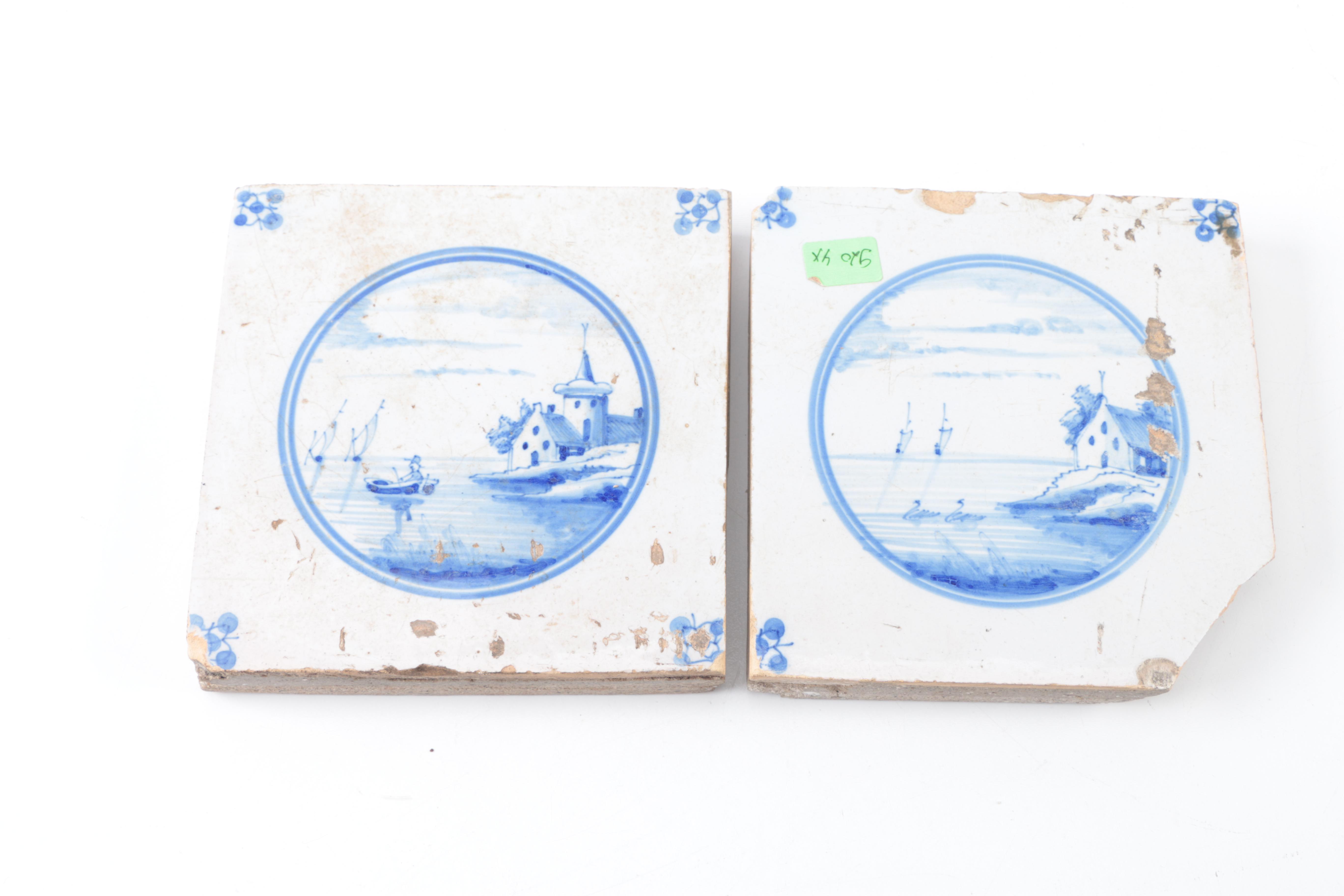 Vintage Hand Painted Delft Ceramic Tiles