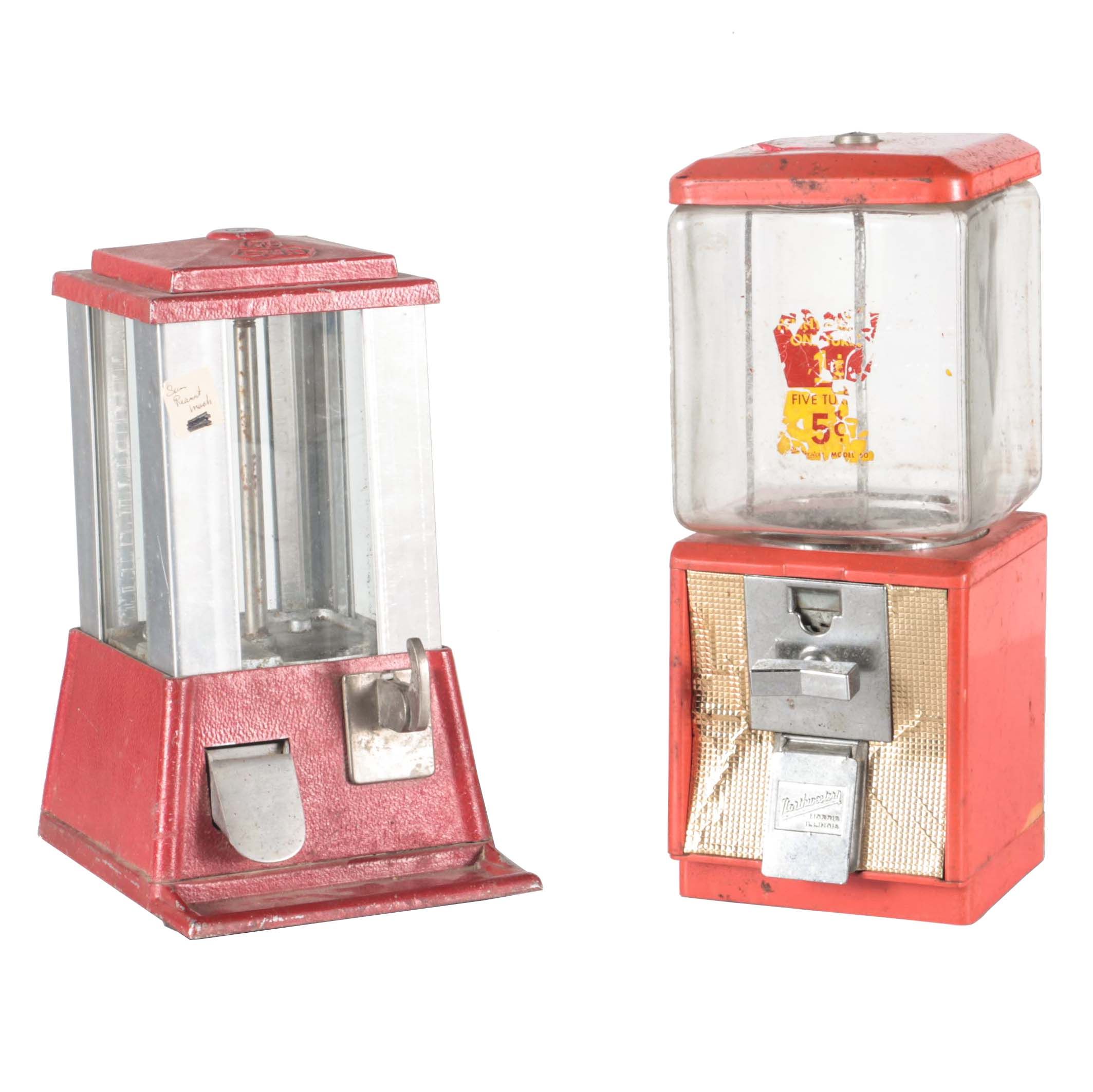 Early to Mid-20th Century Coin-Operated Gumball Machines