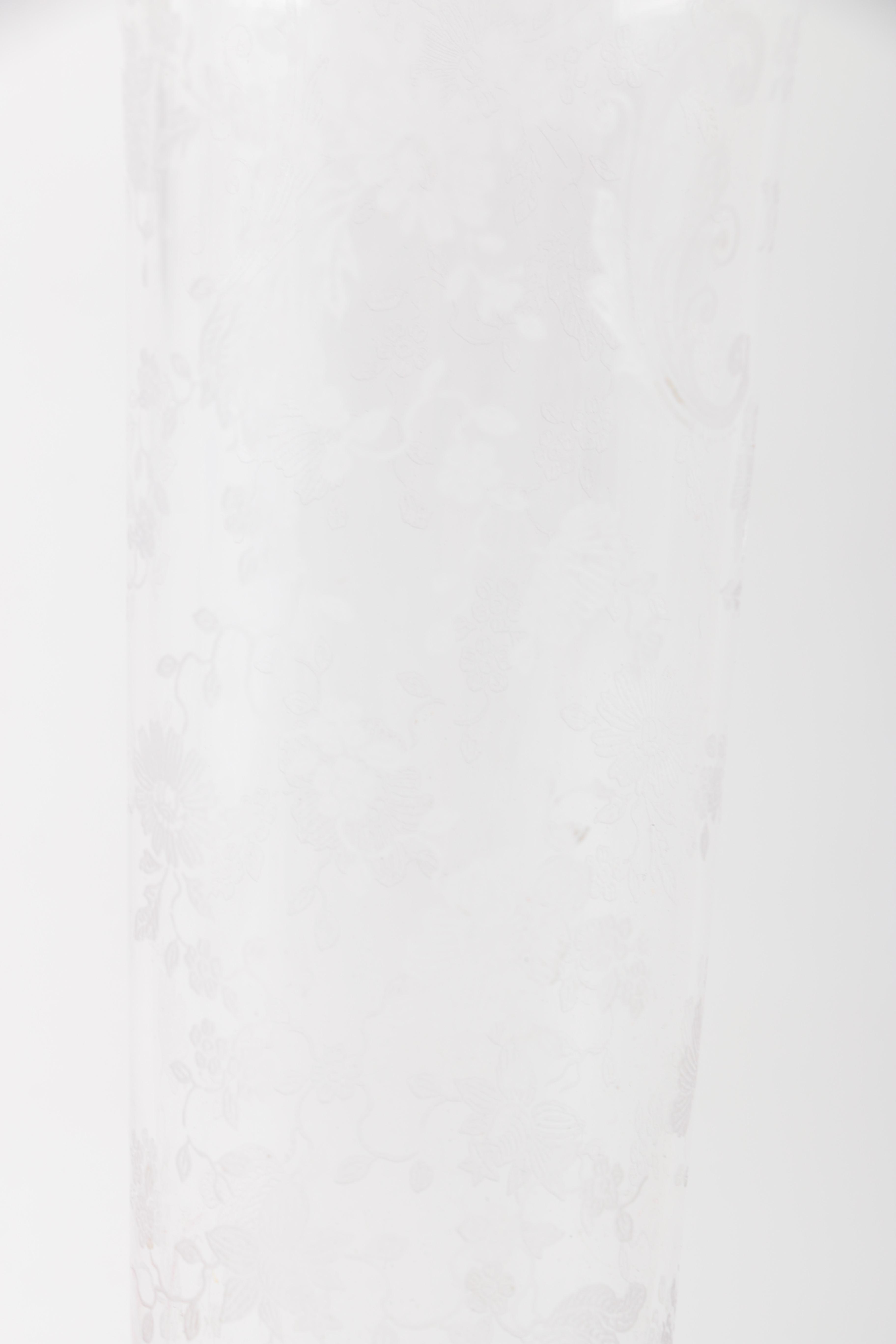 Etched Elegant Depression Glass Vase with Weighted Sterling Base