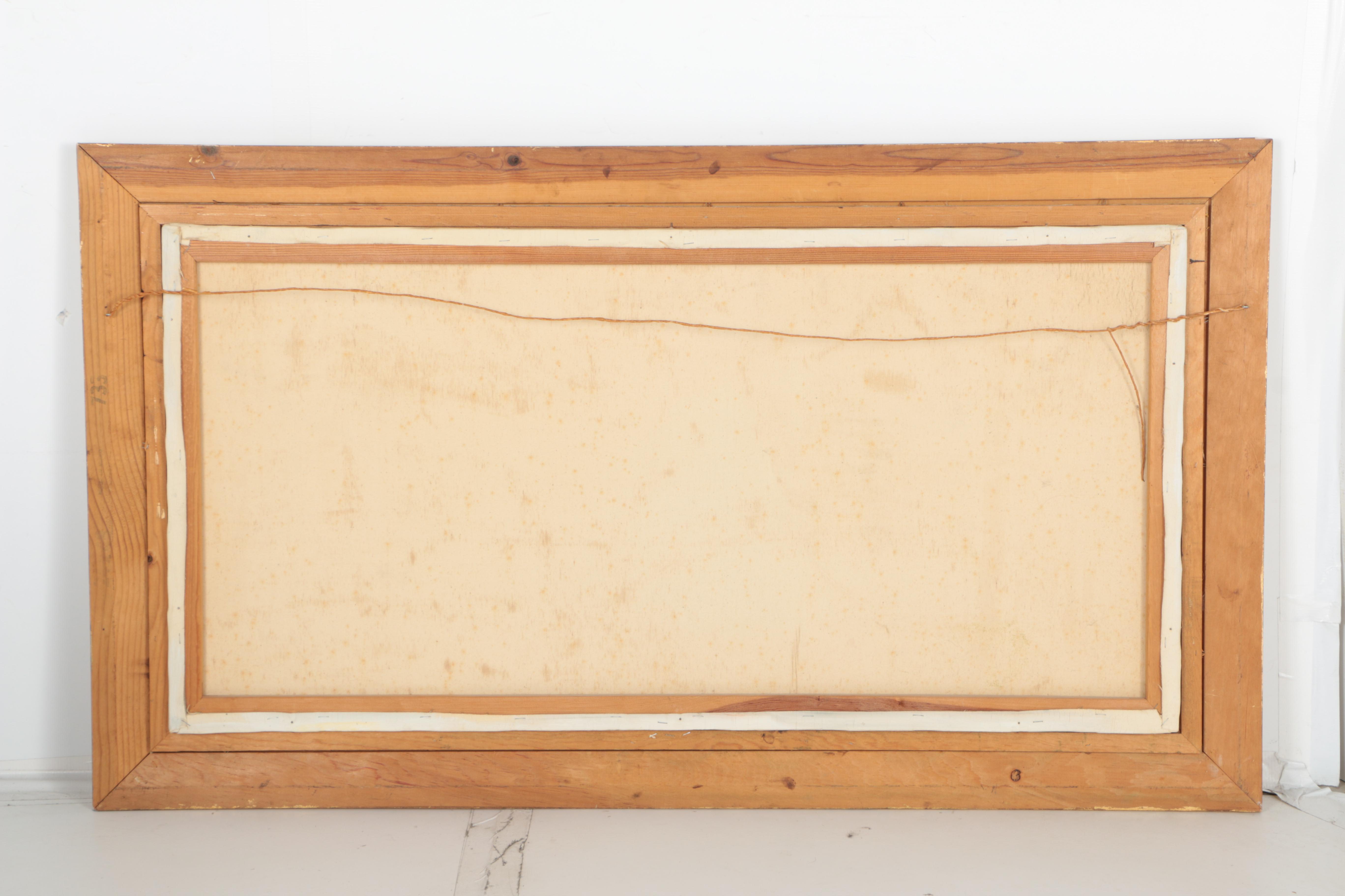 Goldon Landscape Oil Painting on Canvas of Tree-Lined Mountain Lake