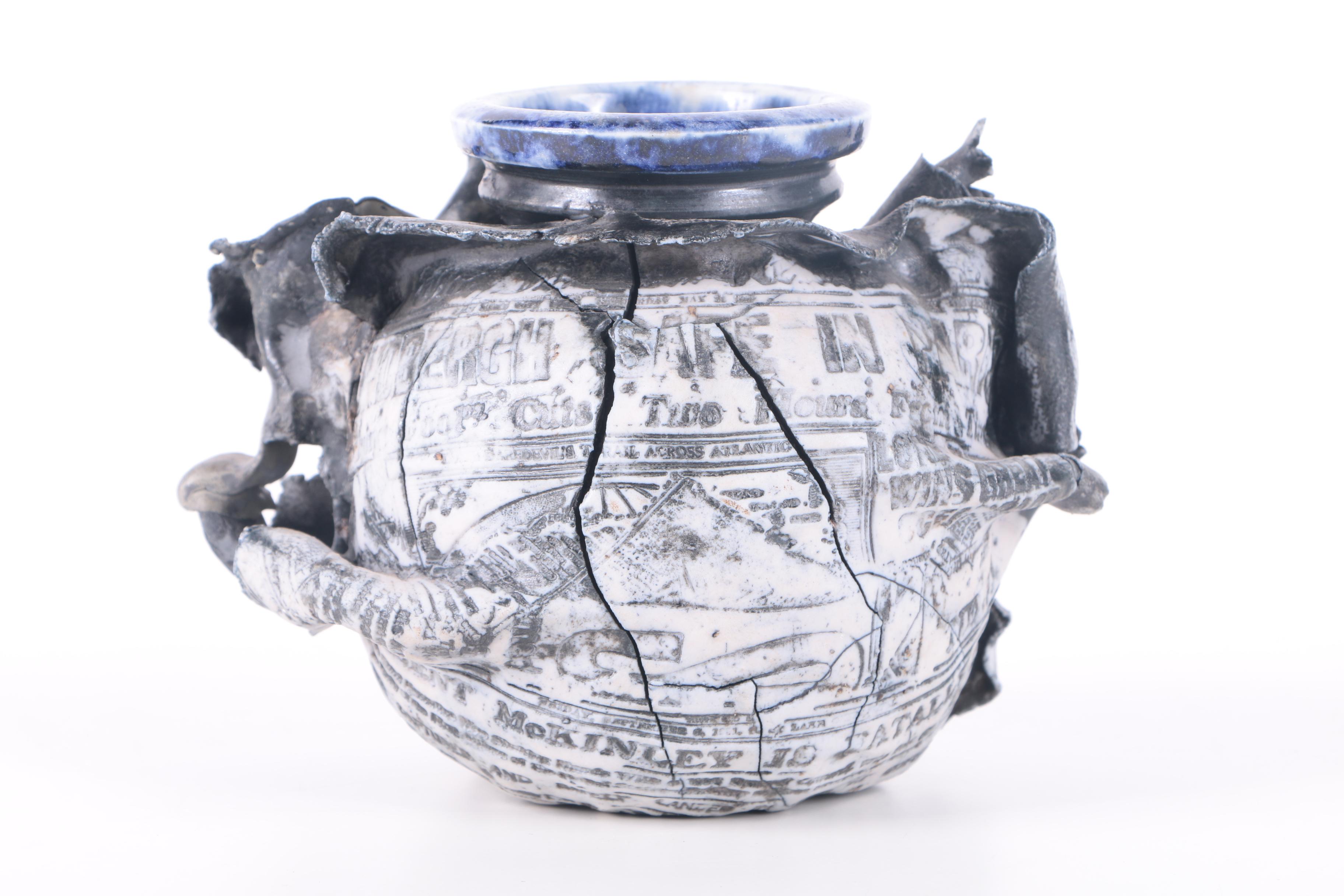 Ron Krogh Ceramic Newspaper Vase "Lindbergh Safe In Paris"