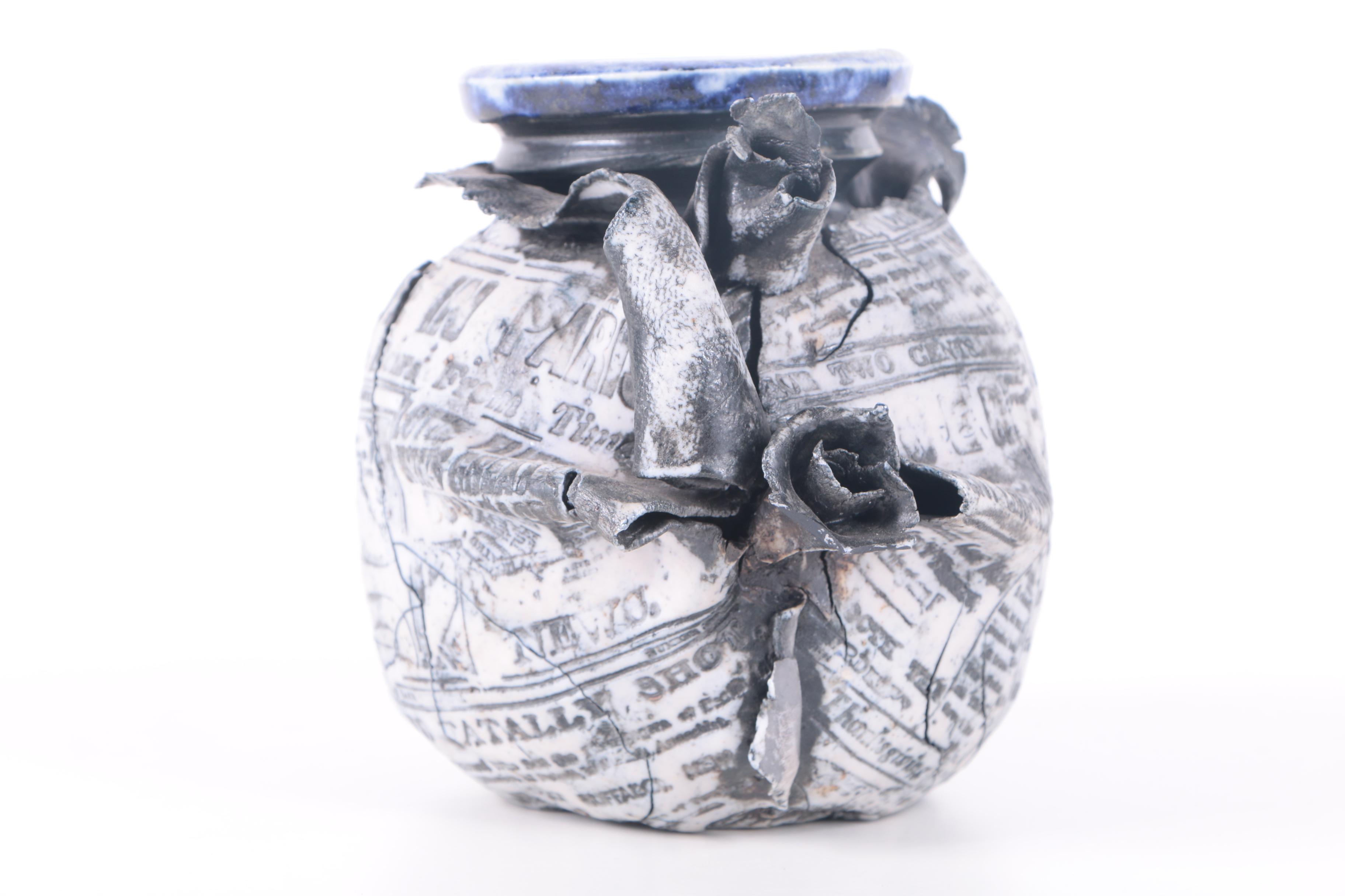 Ron Krogh Ceramic Newspaper Vase "Lindbergh Safe In Paris"