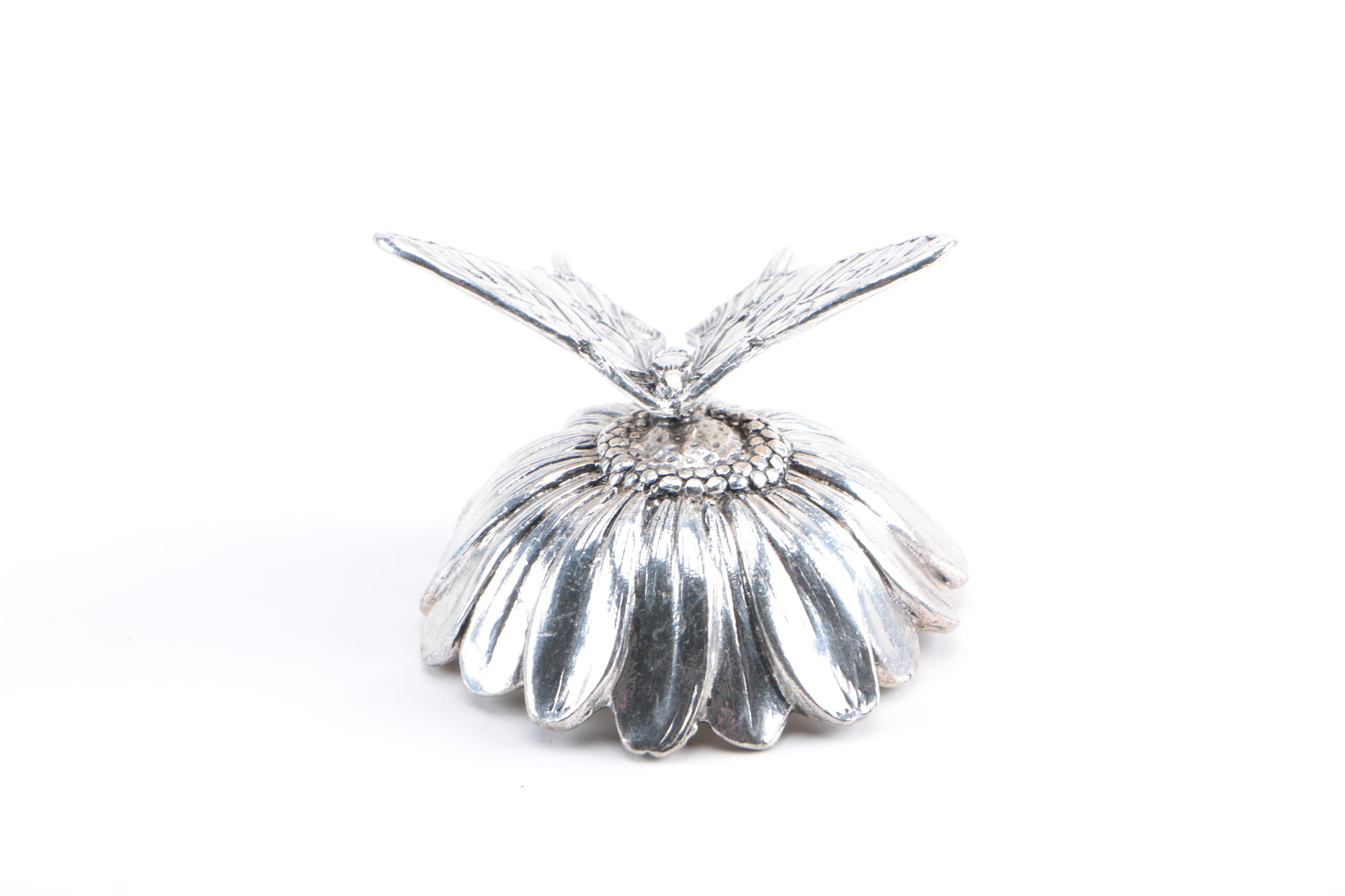 Reed & Barton Silver Plate Butterfly Music Box