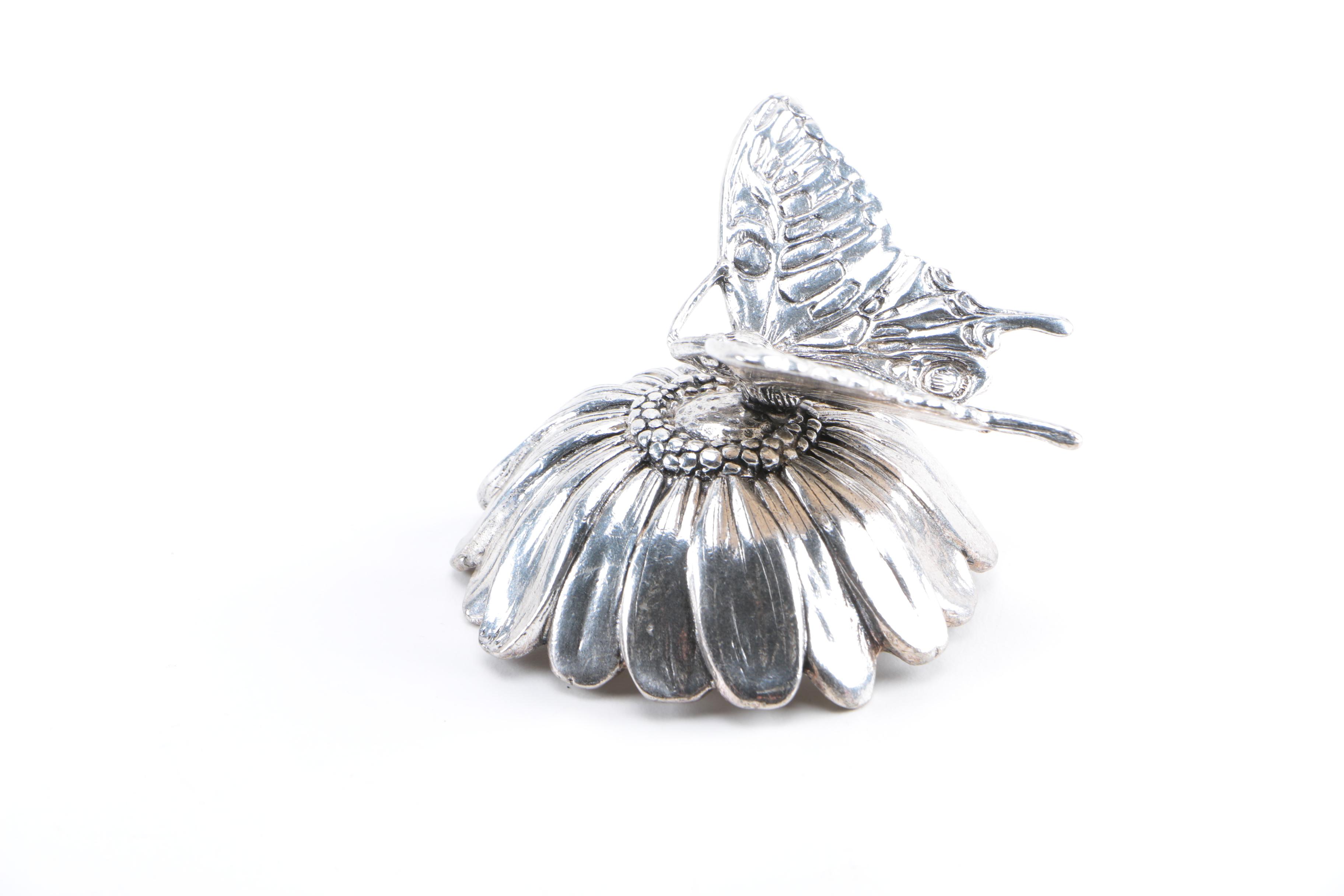 Reed & Barton Silver Plate Butterfly Music Box