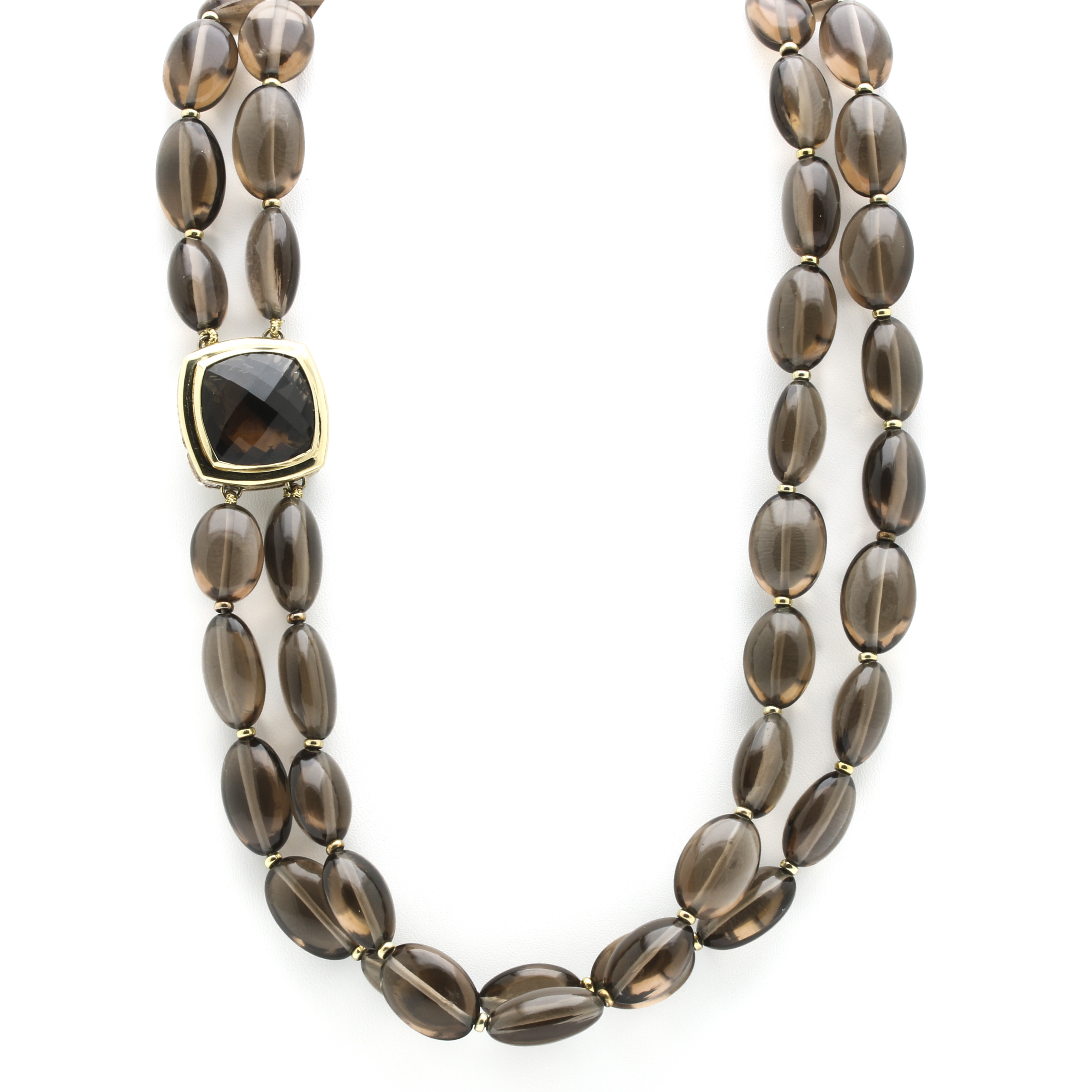 David Yurman Sterling Silver & 18K Yellow Gold Smoky Quartz Multi Strand Necklace