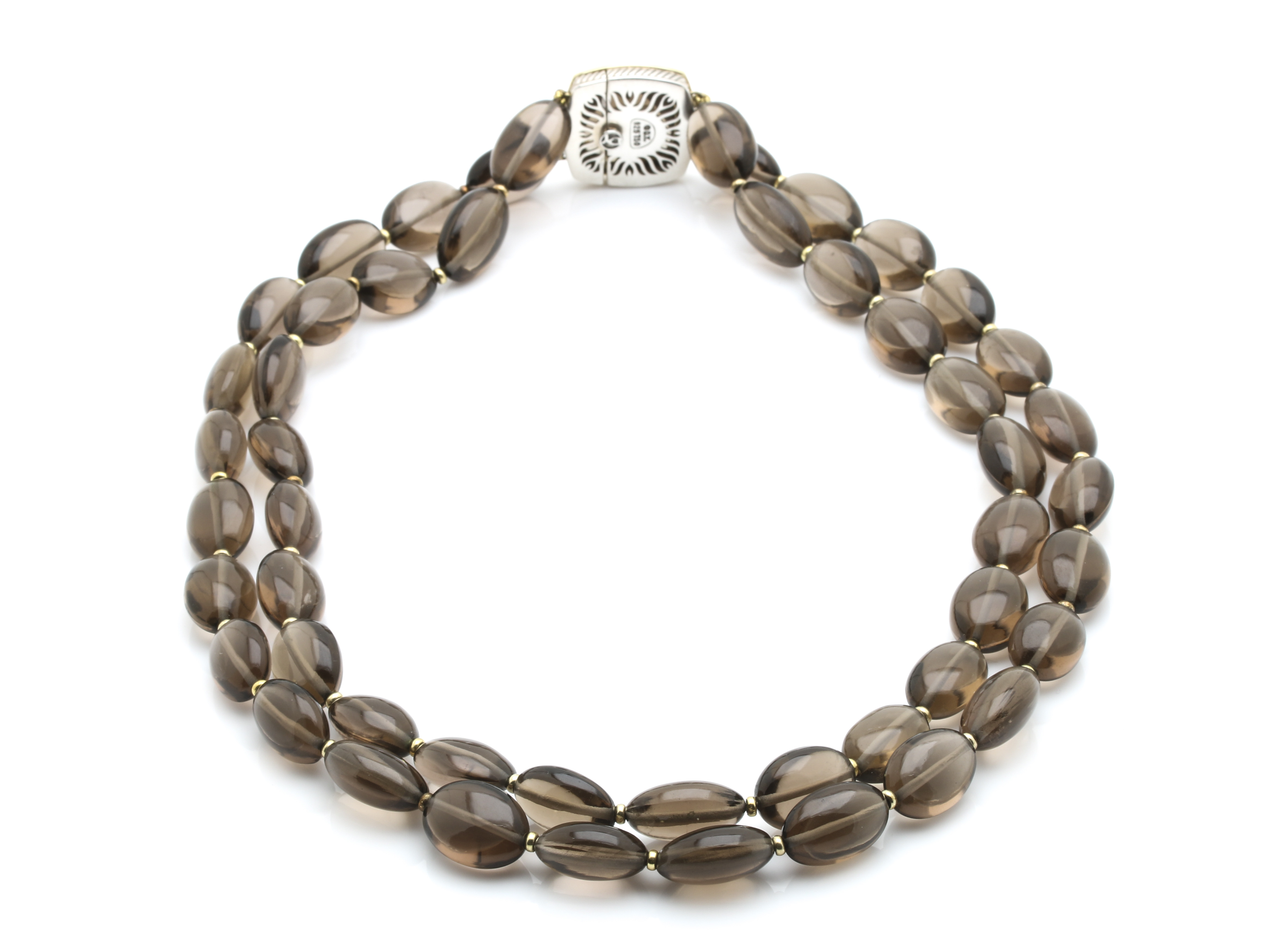 David Yurman Sterling Silver & 18K Yellow Gold Smoky Quartz Multi Strand Necklace