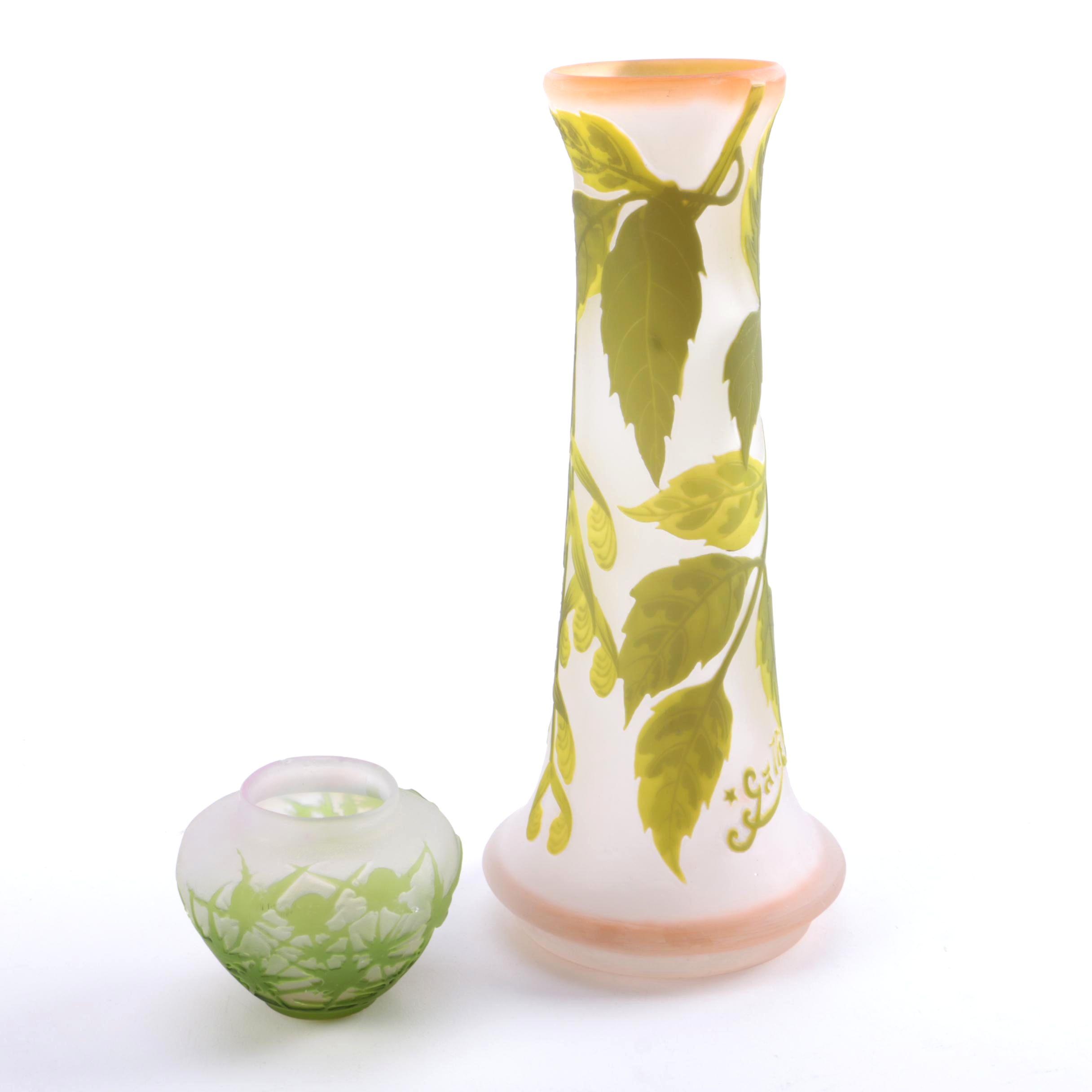 Pair of Antique Galle Glass Vases