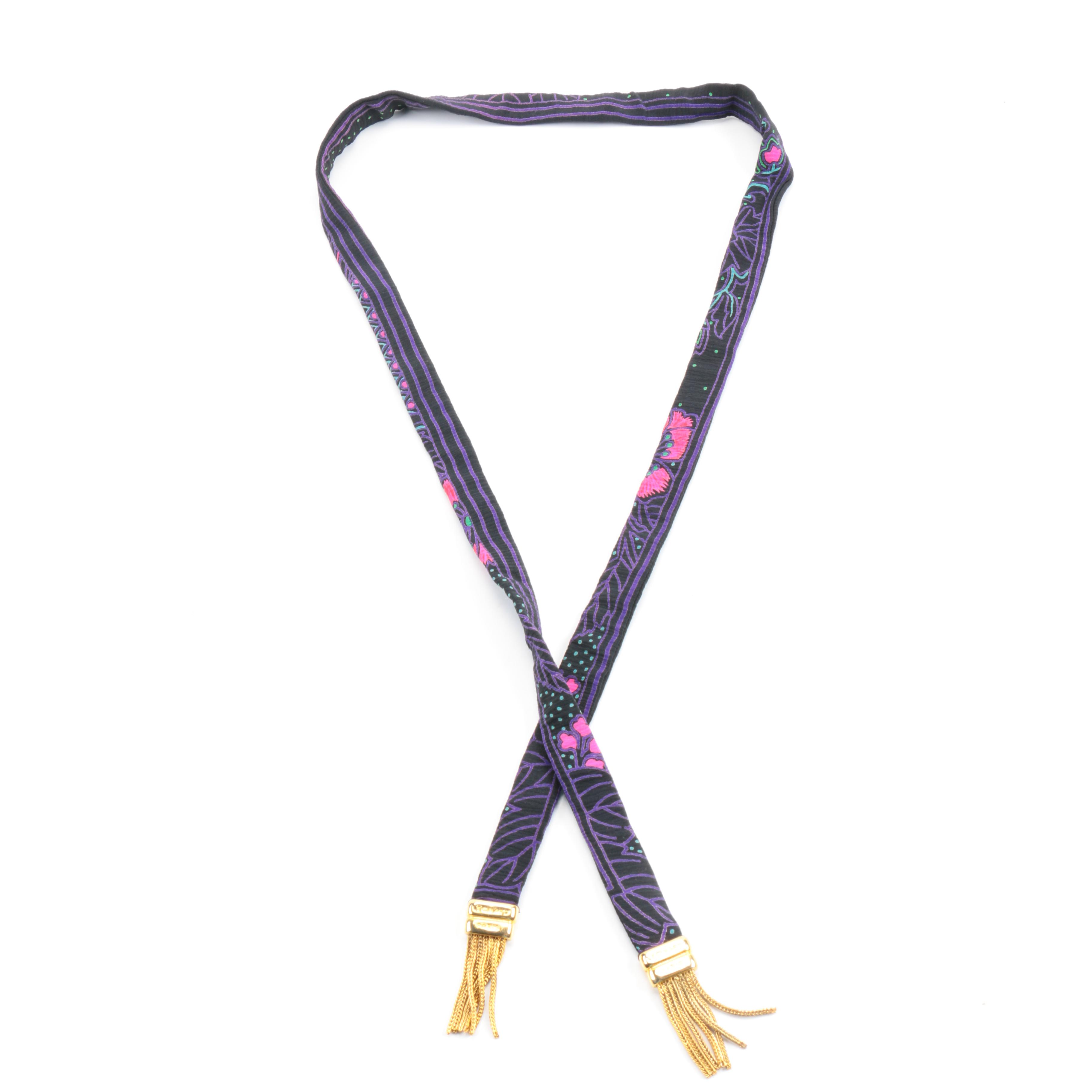 Leonard Paris Cloth Belt with Gold Tassels at End