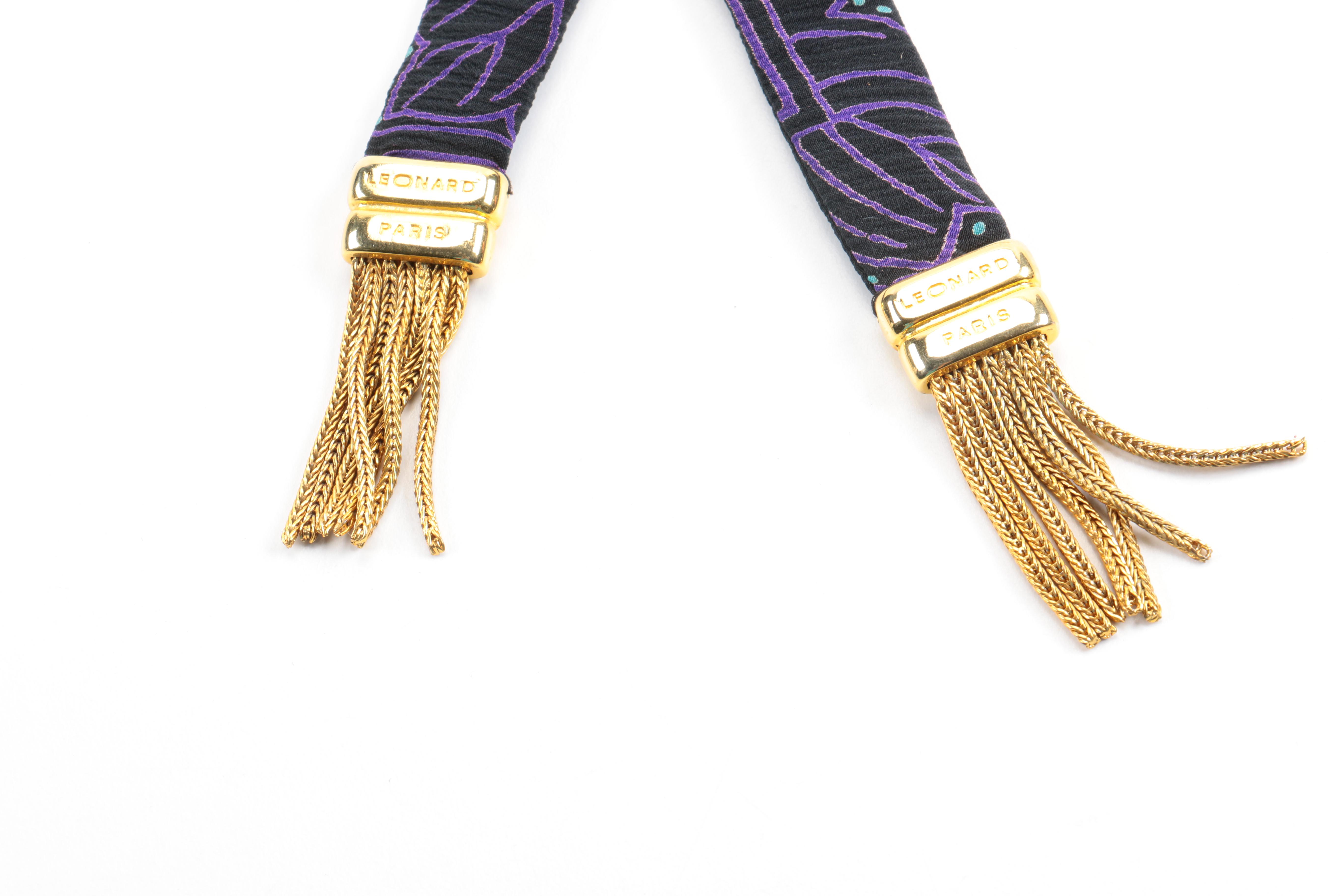 Leonard Paris Cloth Belt with Gold Tassels at End