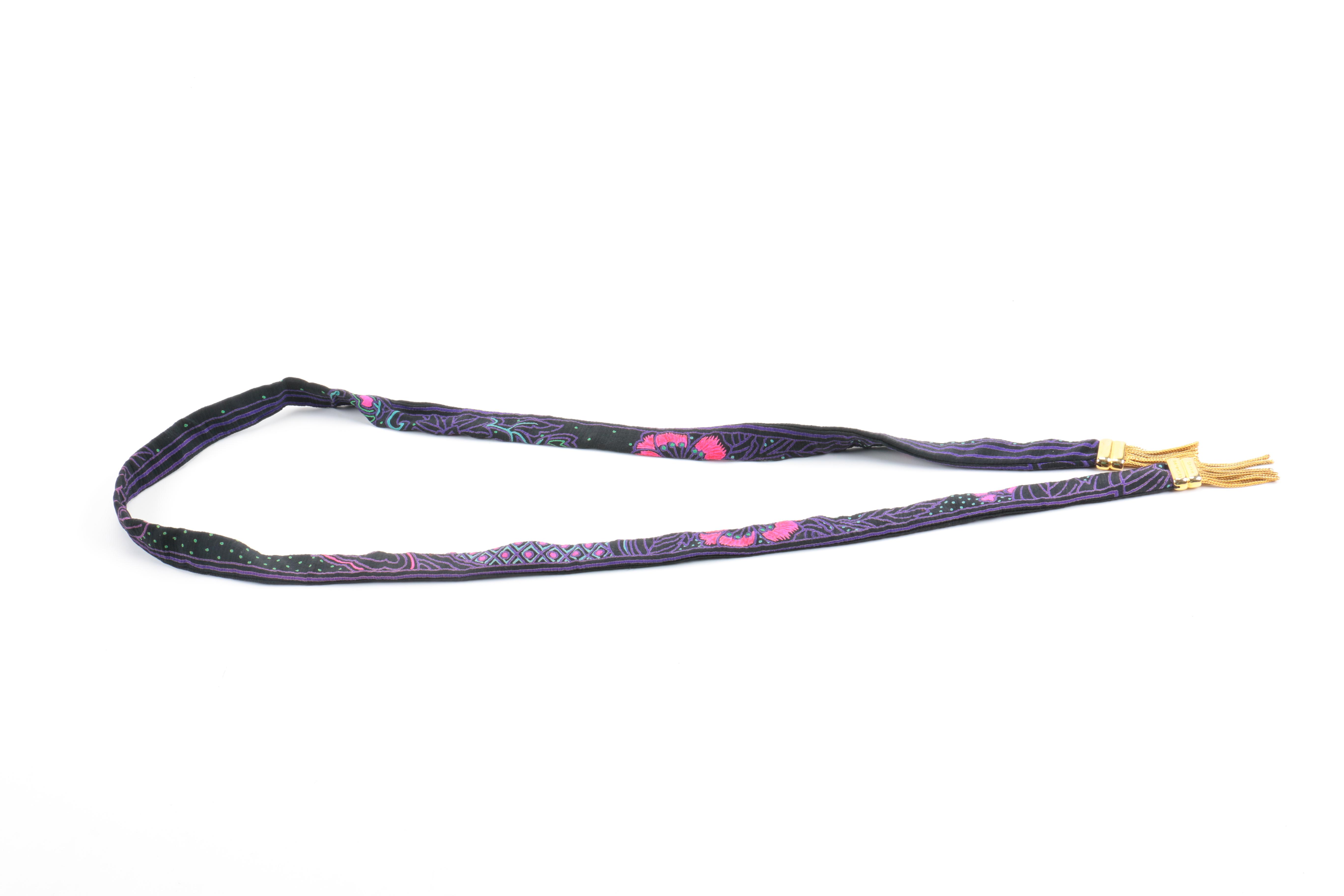 Leonard Paris Cloth Belt with Gold Tassels at End