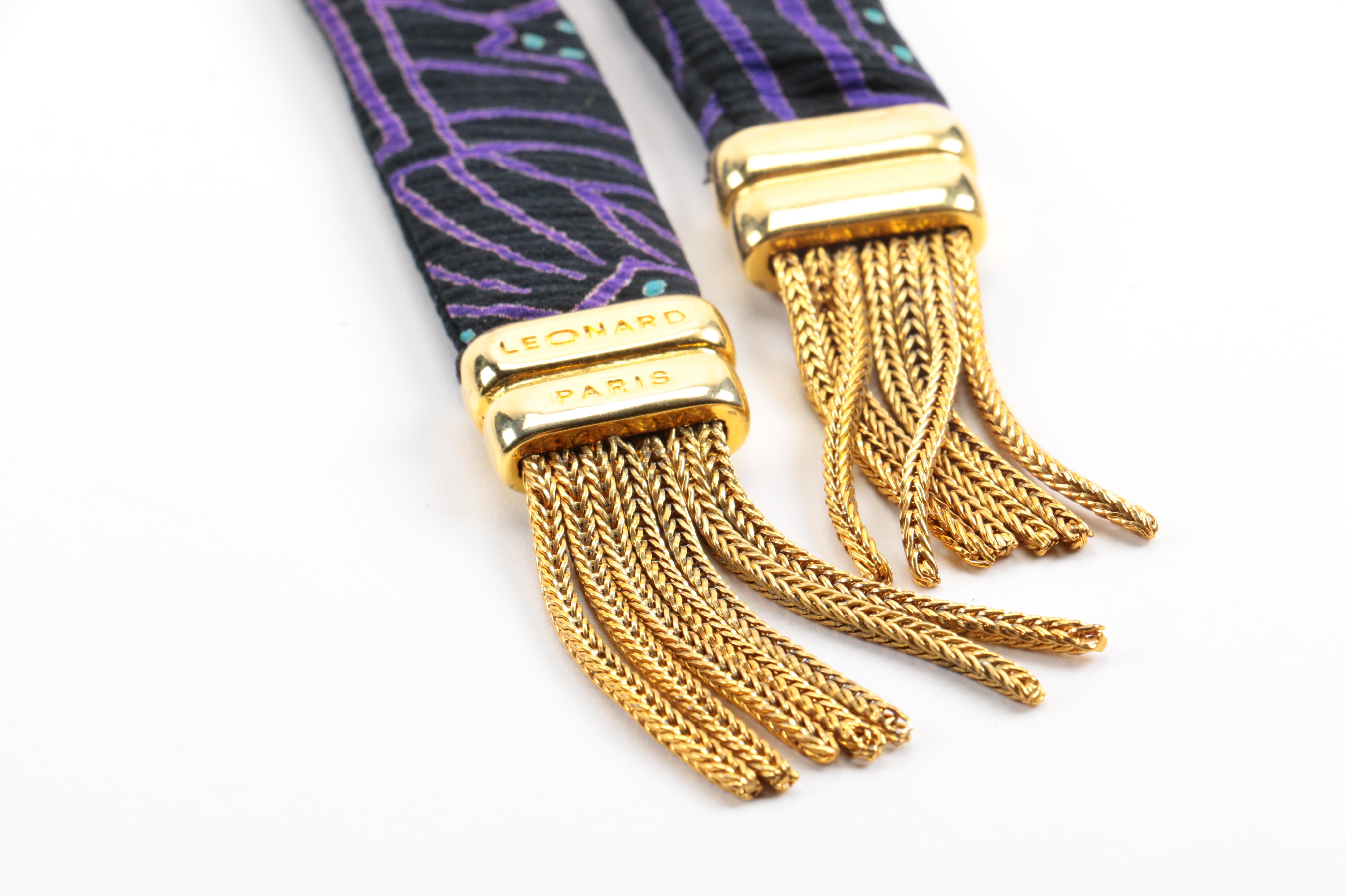Leonard Paris Cloth Belt with Gold Tassels at End