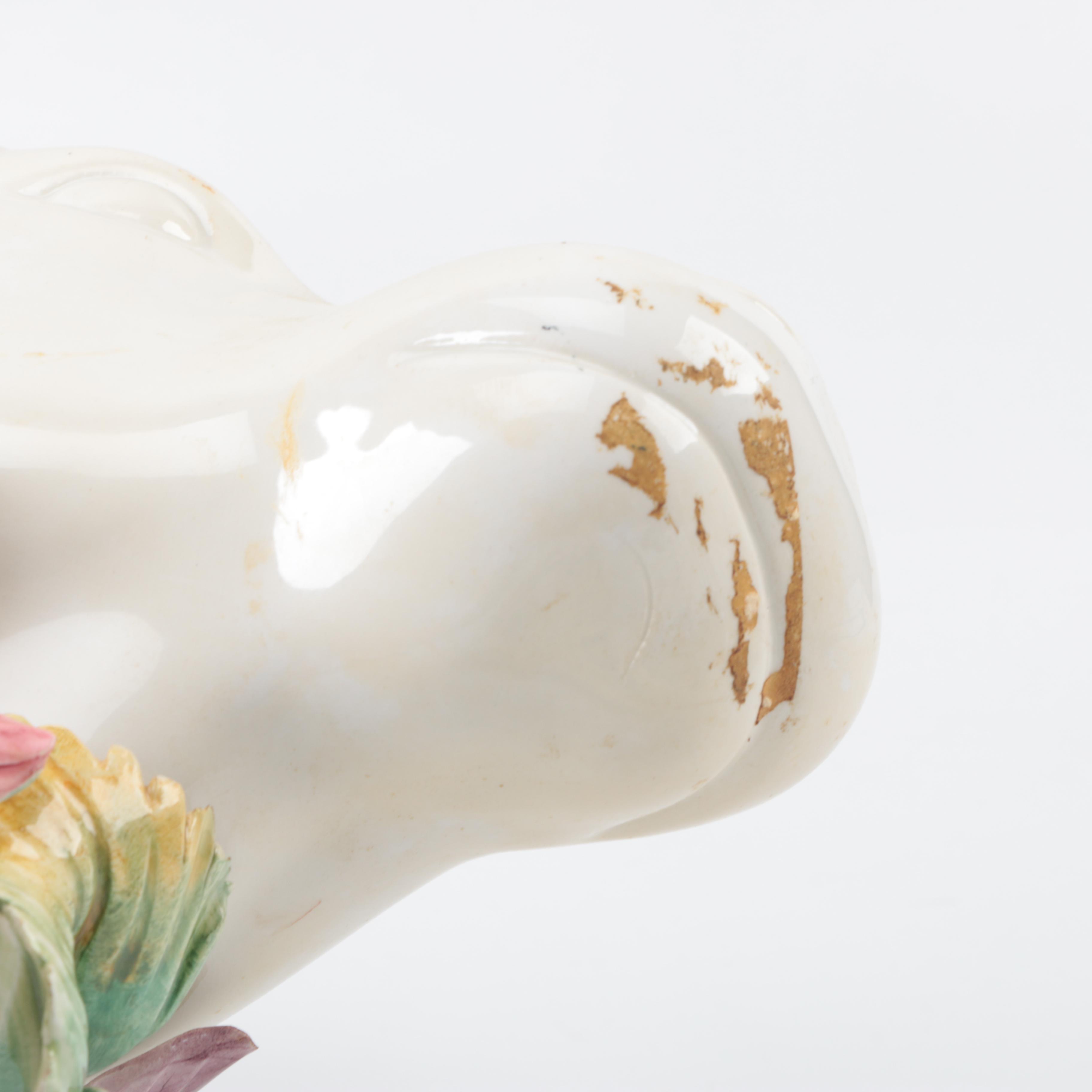 Italian Ceramic Cow Tureen with Floral Wreath