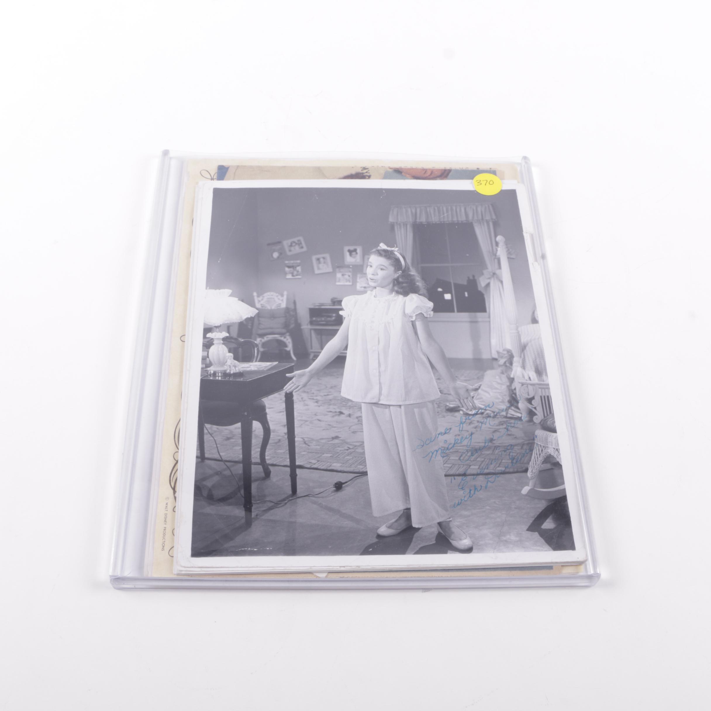 Darlene Gillespie Autographed Memorabilia From the Mickey Mouse Club
