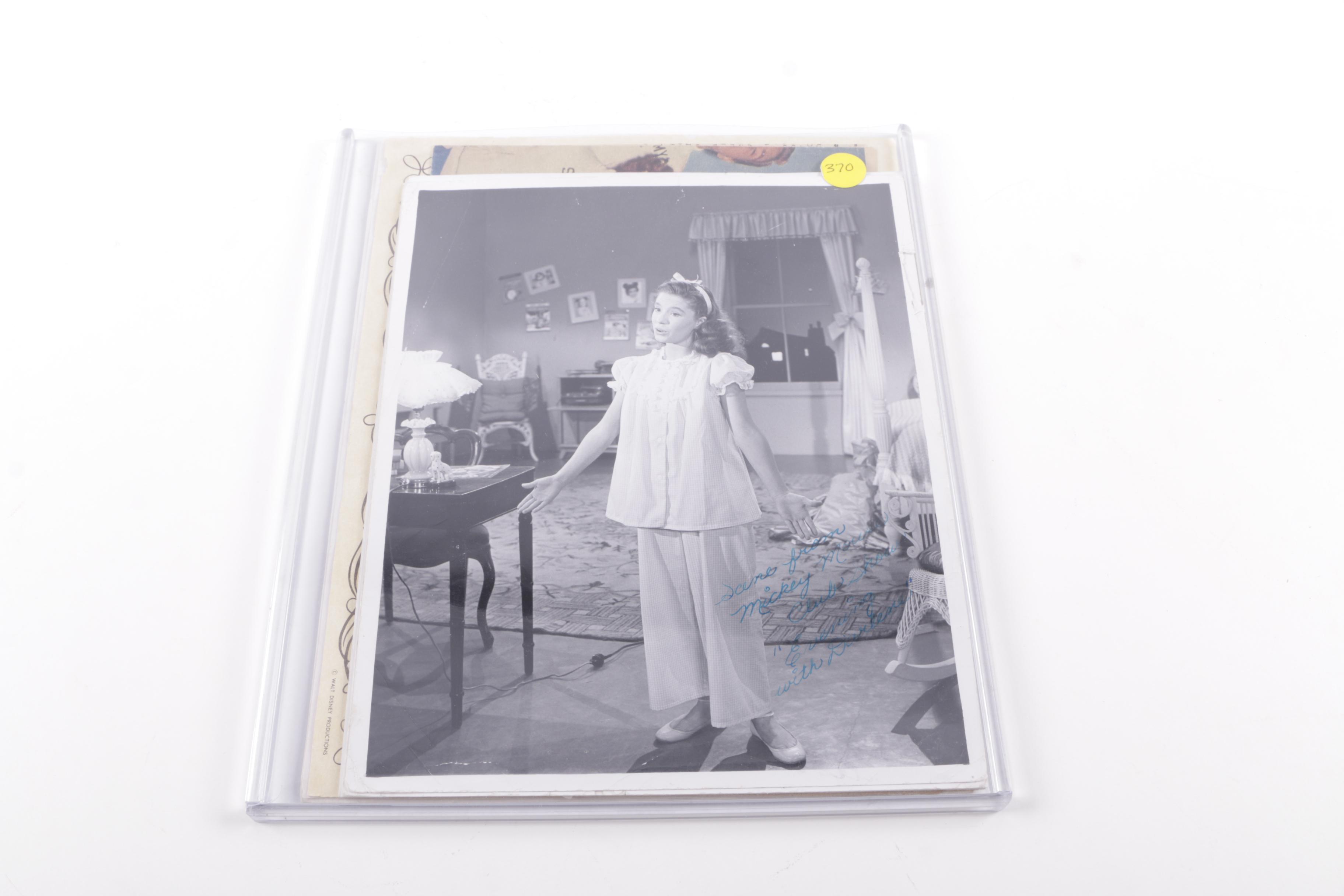 Darlene Gillespie Autographed Memorabilia From the Mickey Mouse Club