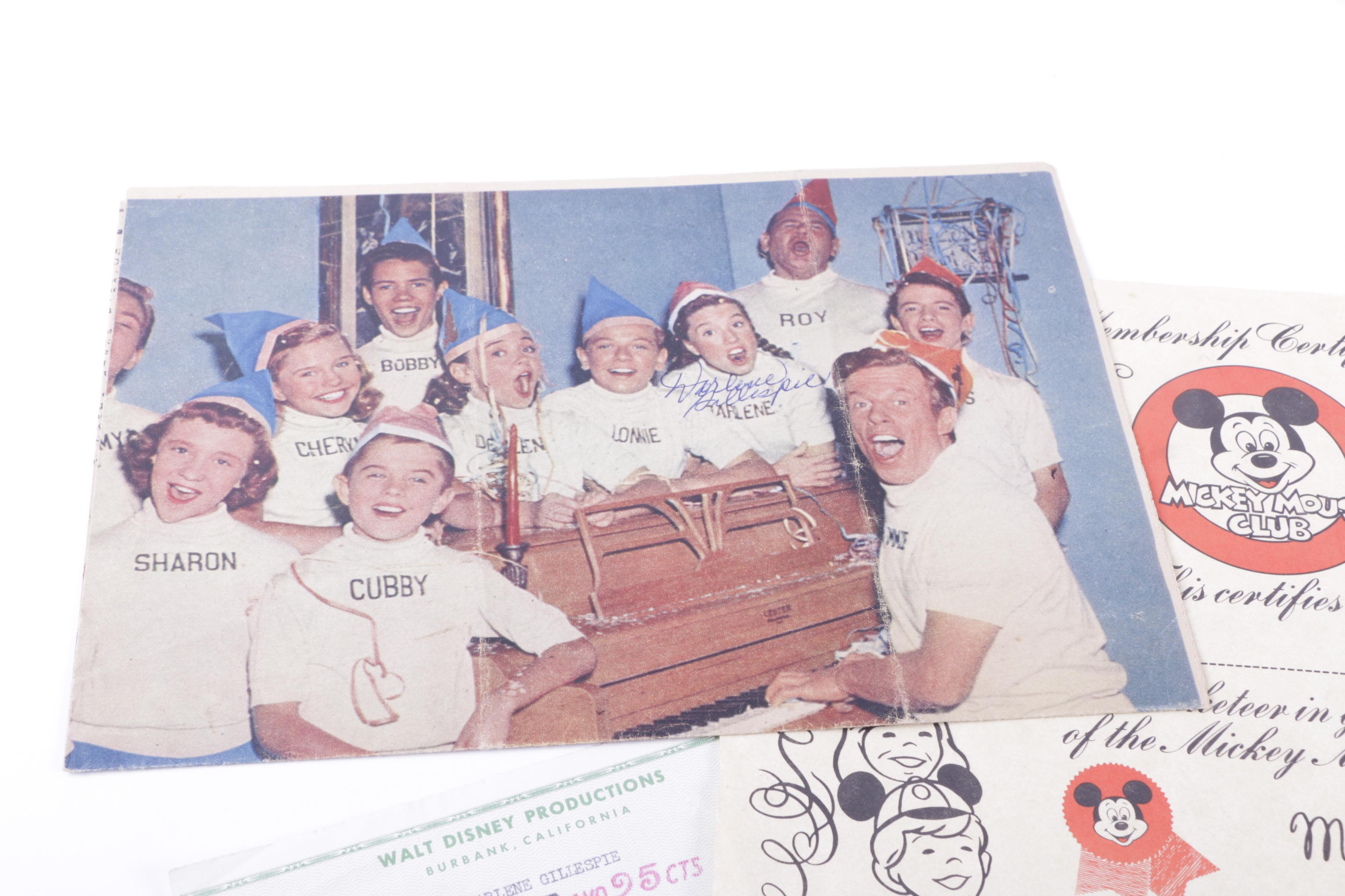 Darlene Gillespie Autographed Memorabilia From the Mickey Mouse Club