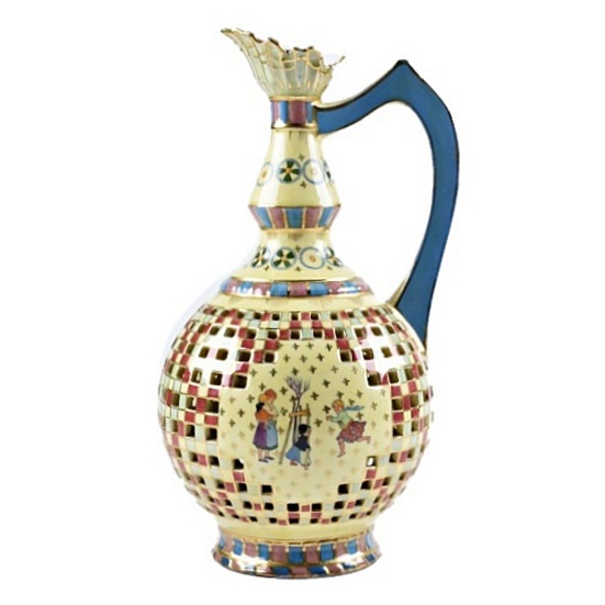 Late 19th-Century Emil Fischer Reticulated Ceramic Ewer