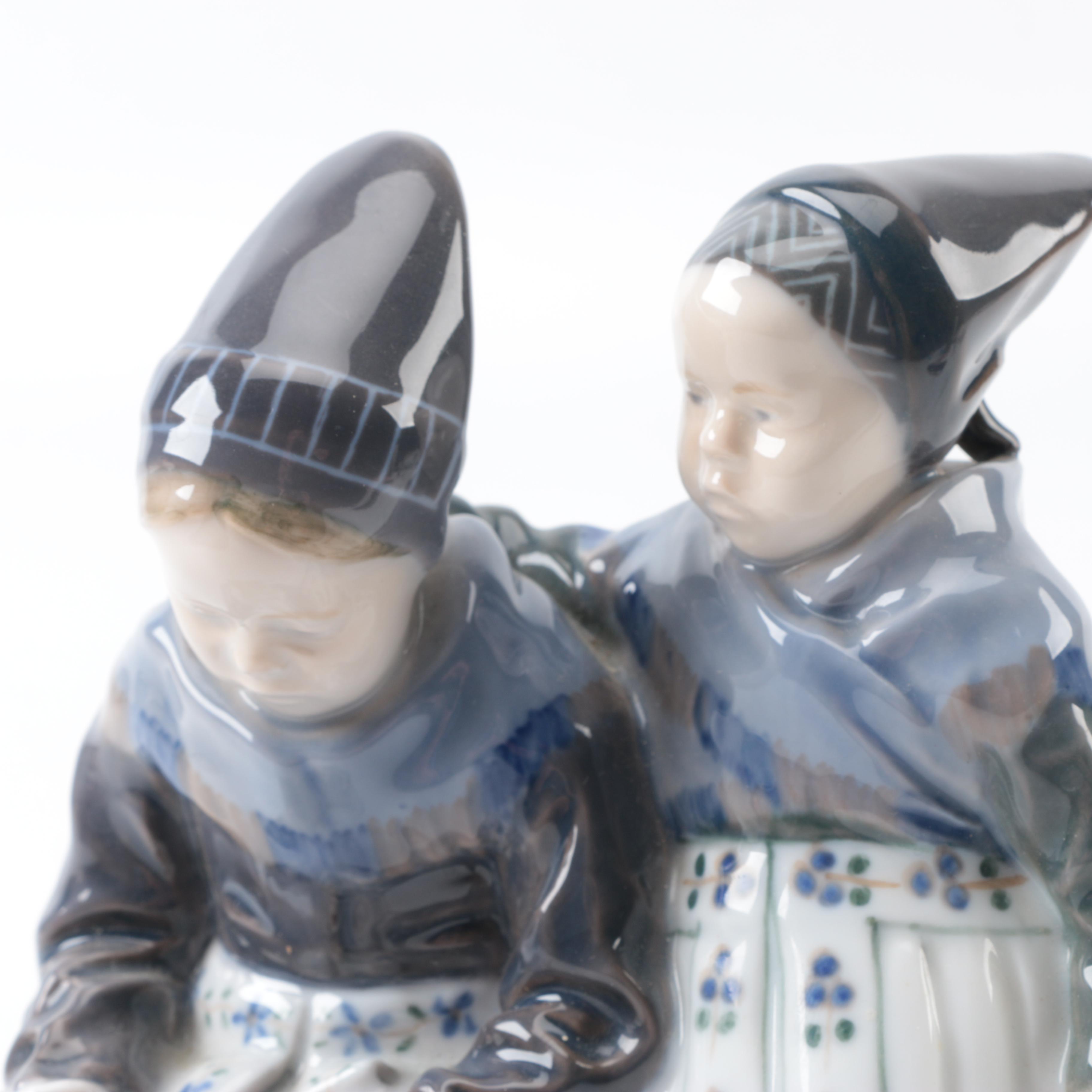 Royal Copenhagen Reading Children Figurine