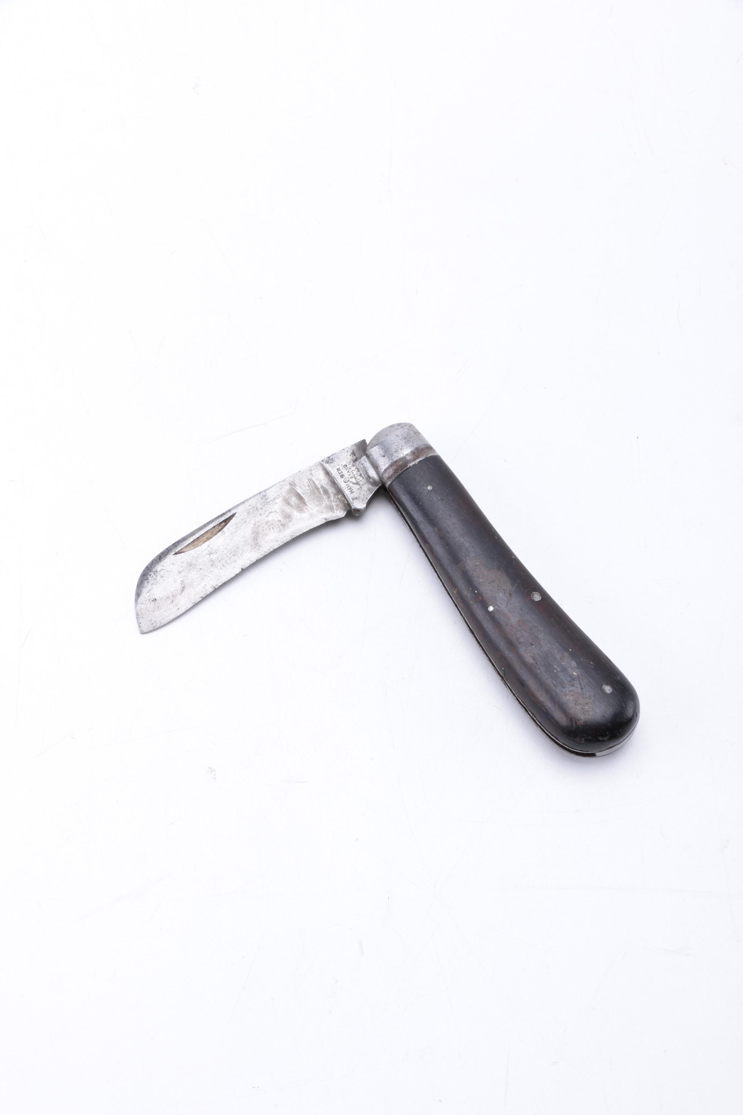 Early 20th Century  New York Knife Company Pruning Hawkbill Pocket Knife