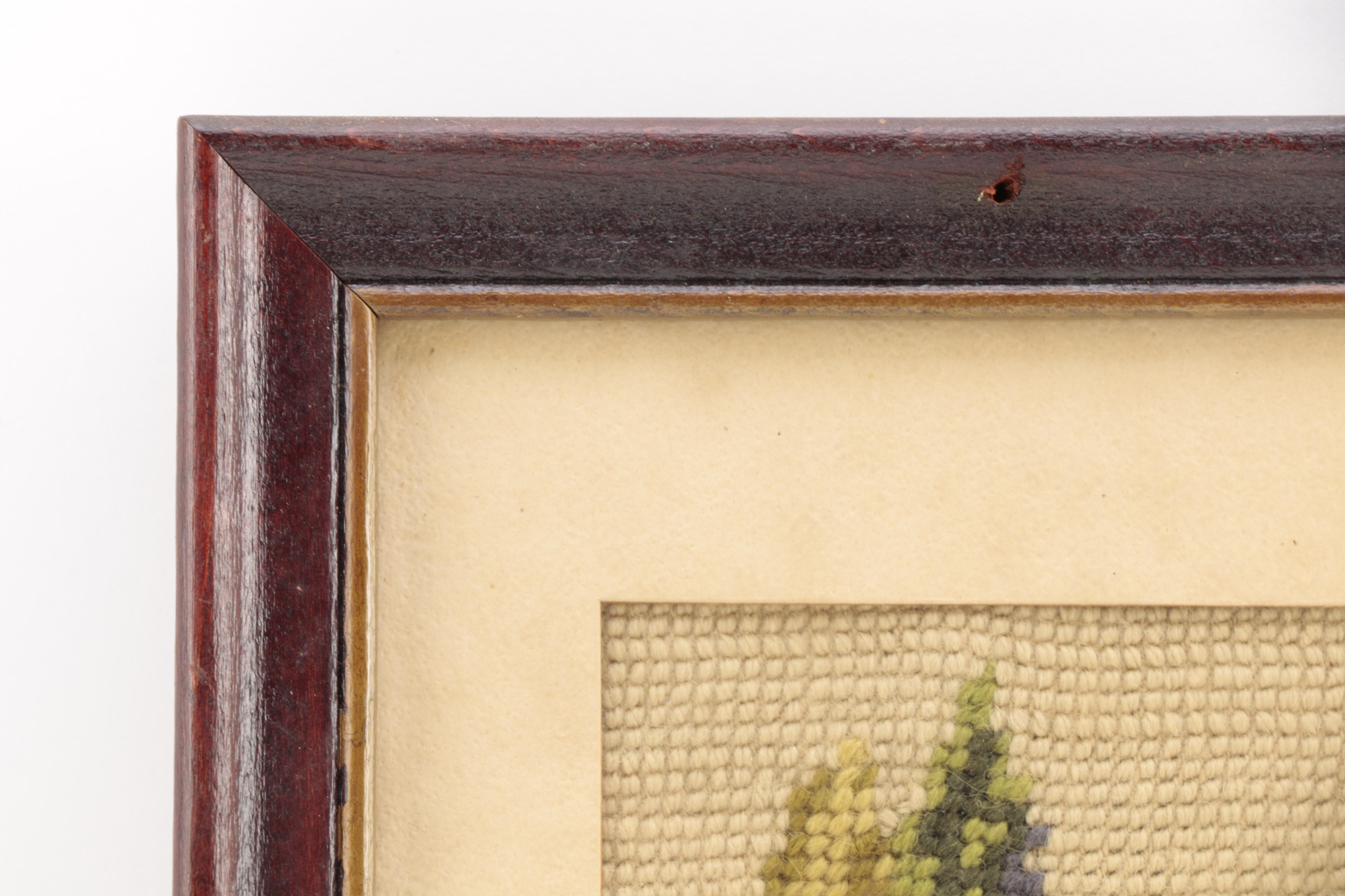 Vintage Needlepoint Embroidery of a Cottage