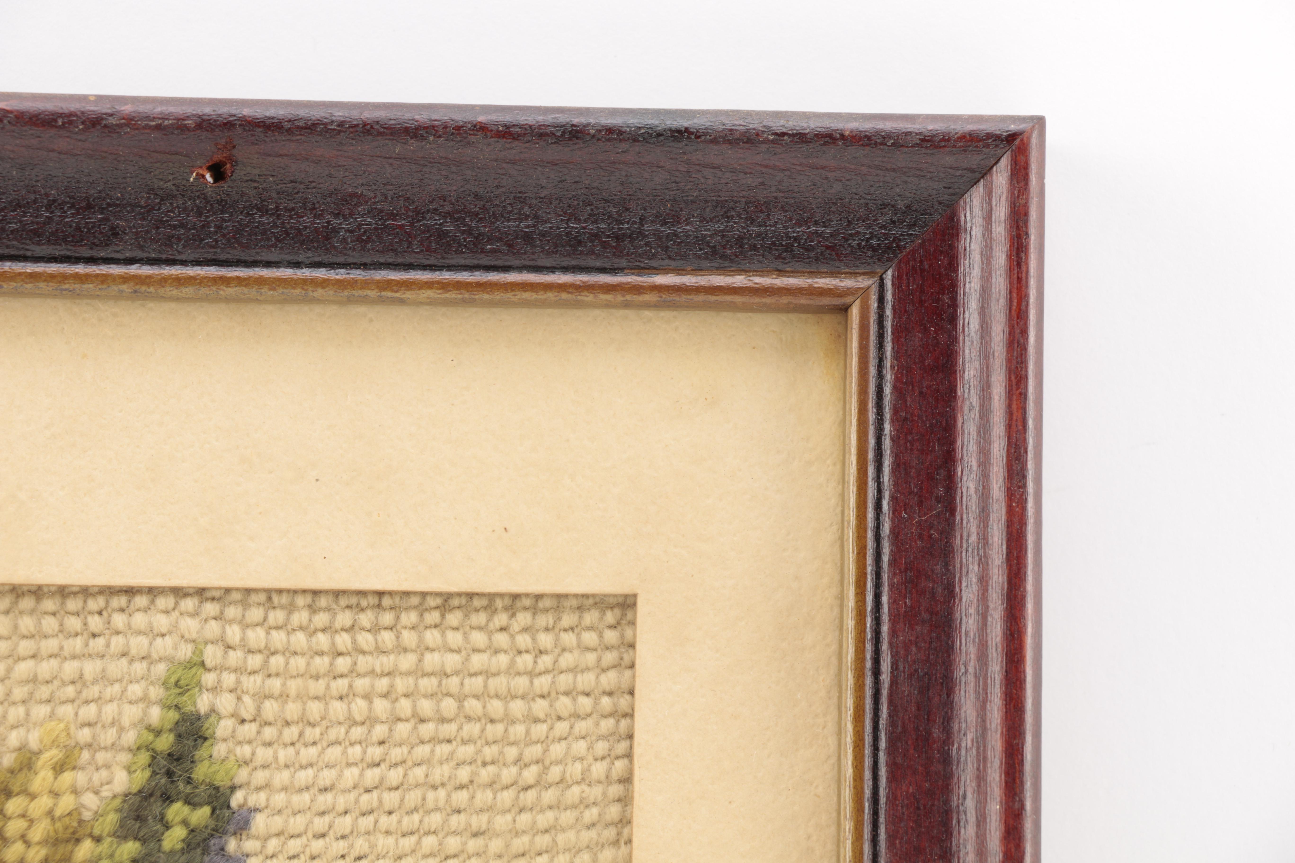 Vintage Needlepoint Embroidery of a Cottage