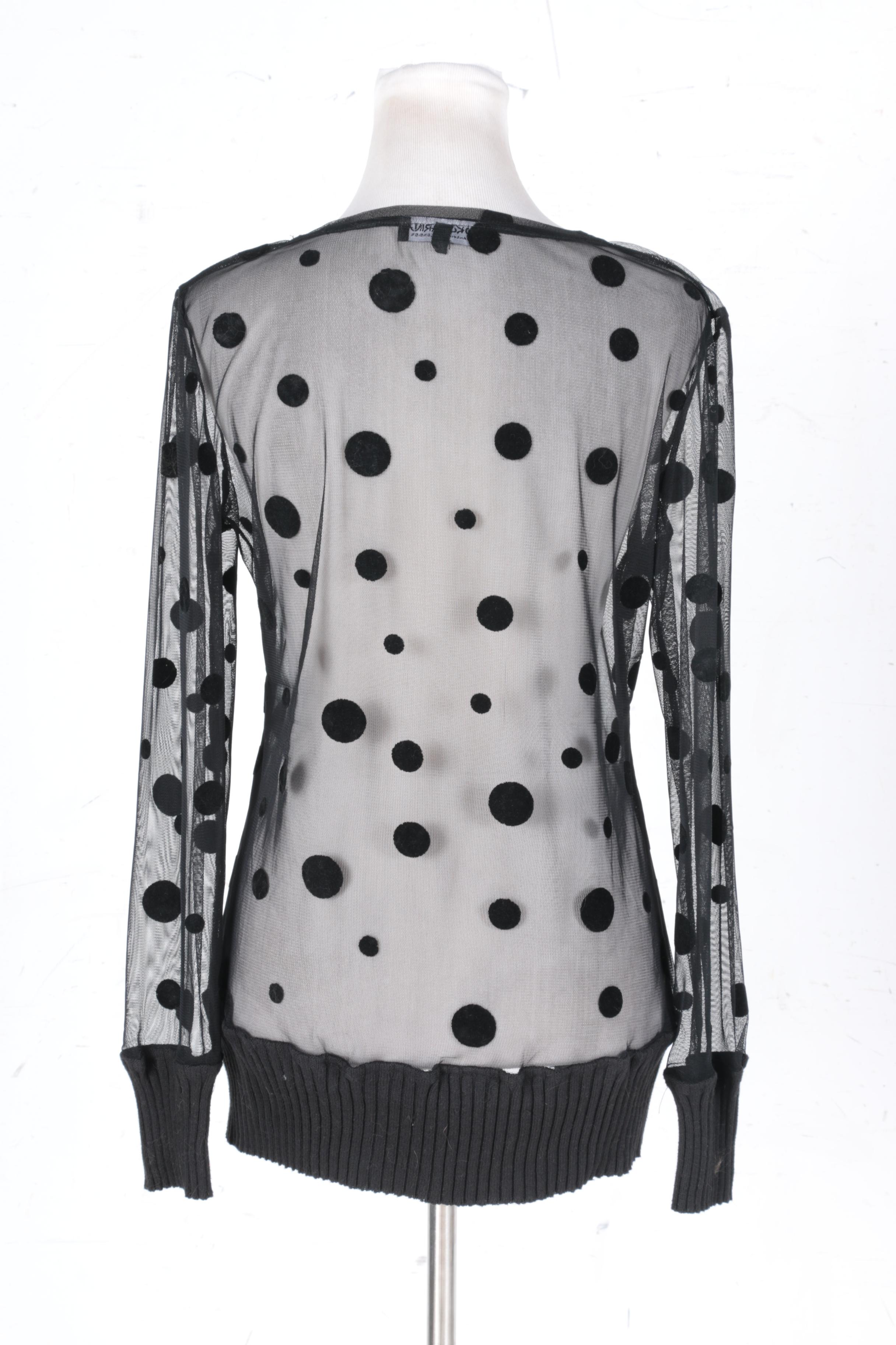 Sheer Long Sleeve Polka Dot Top