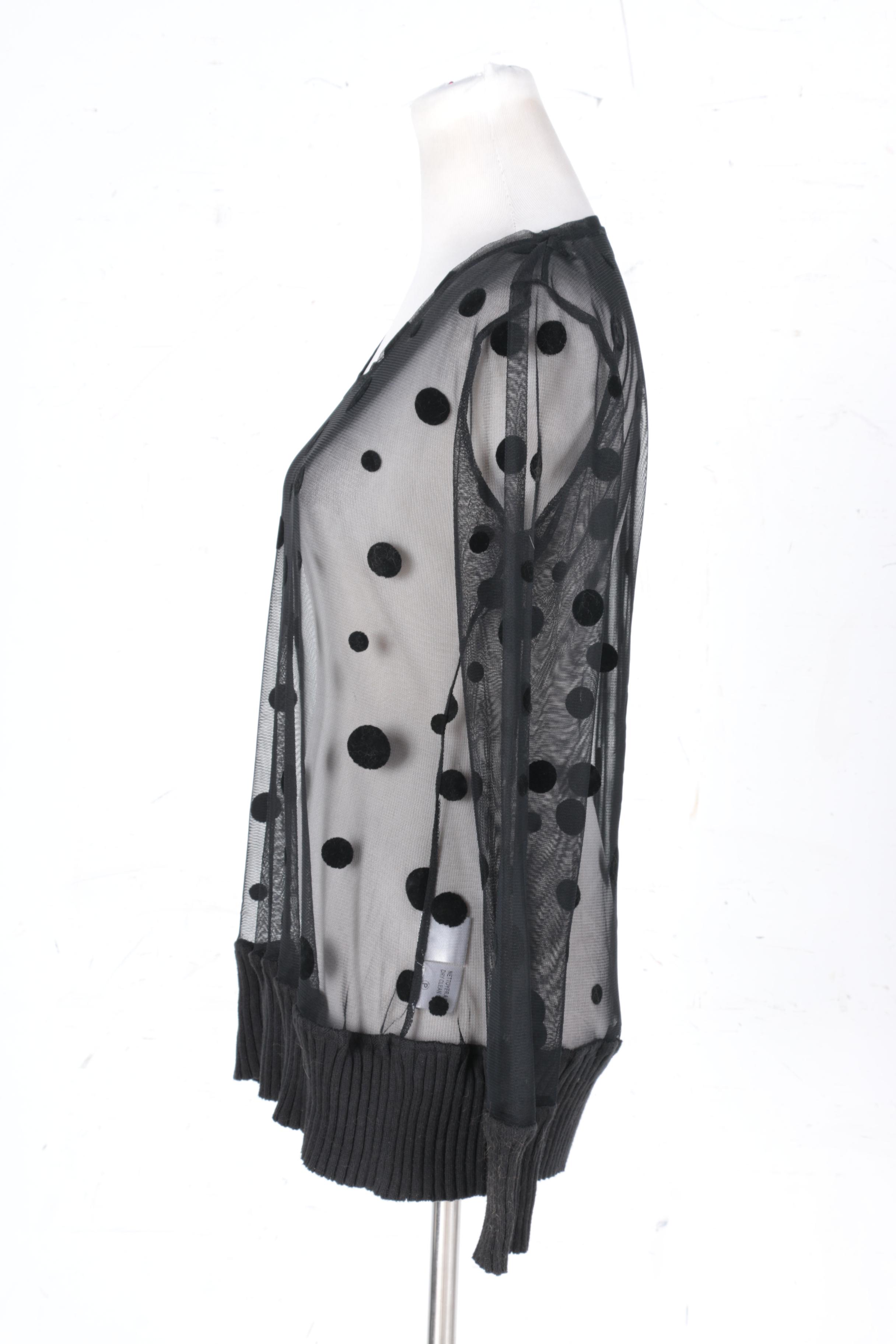 Sheer Long Sleeve Polka Dot Top