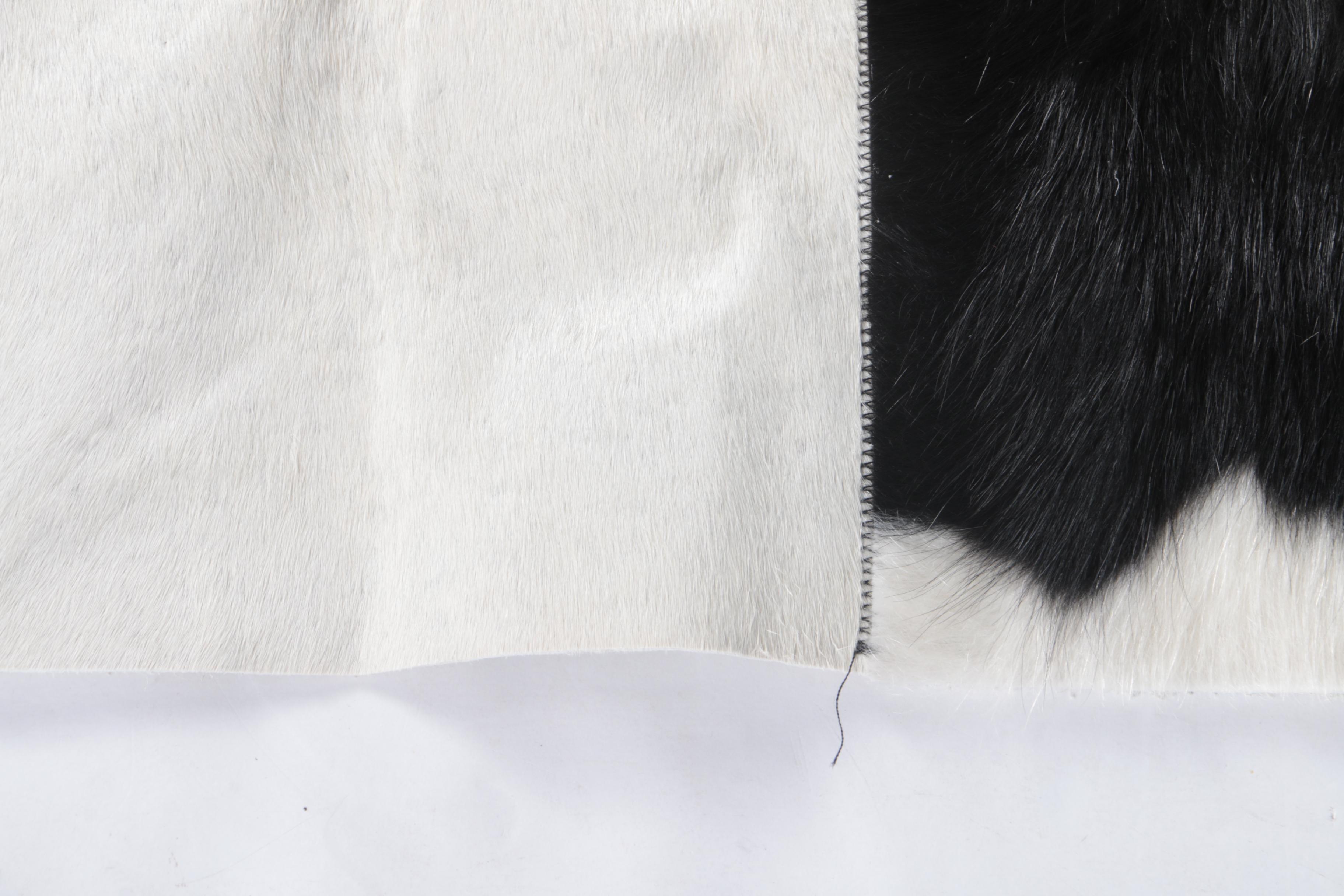 Black and White Cowhide Patchwork Rug