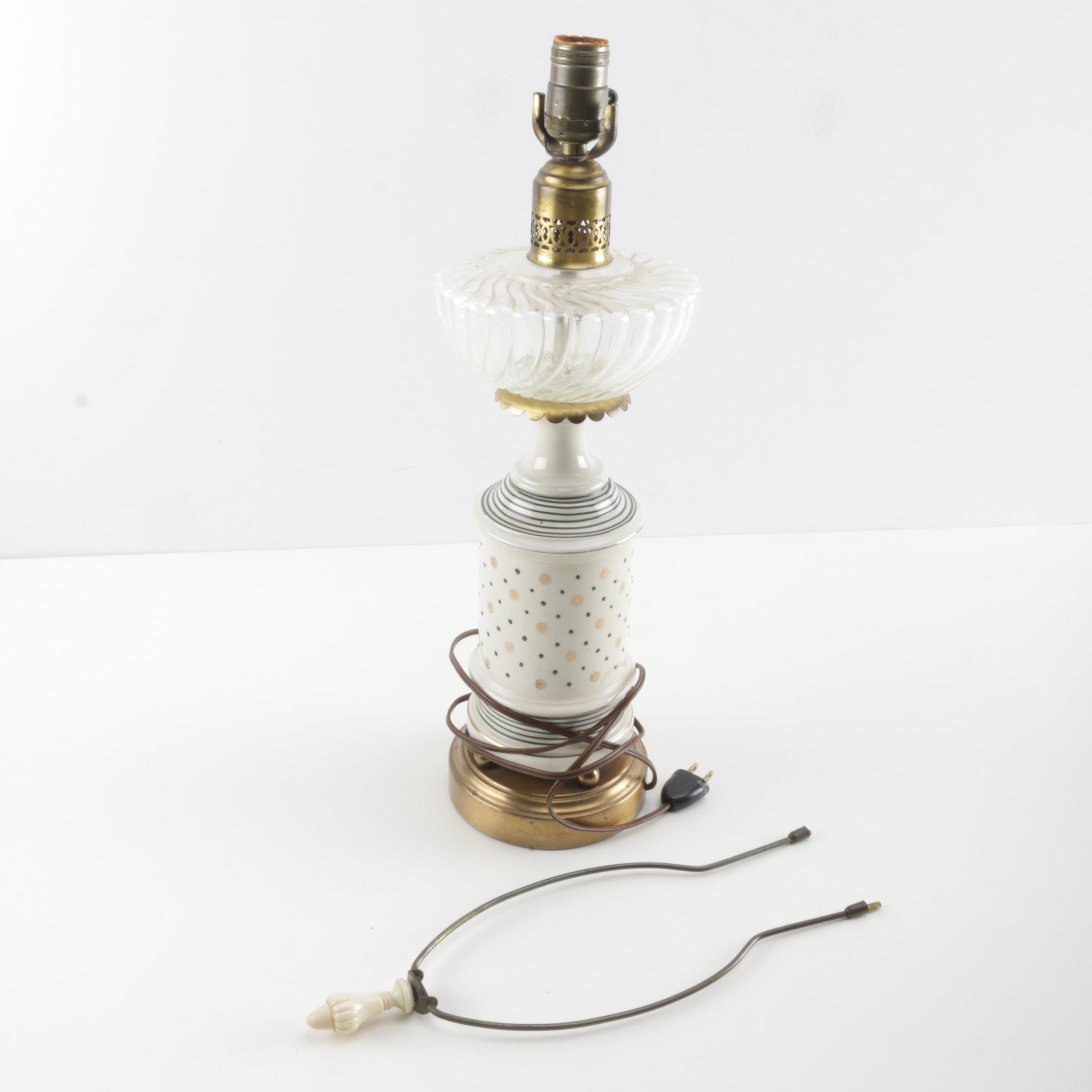 Antique Brass and Glass Lamp