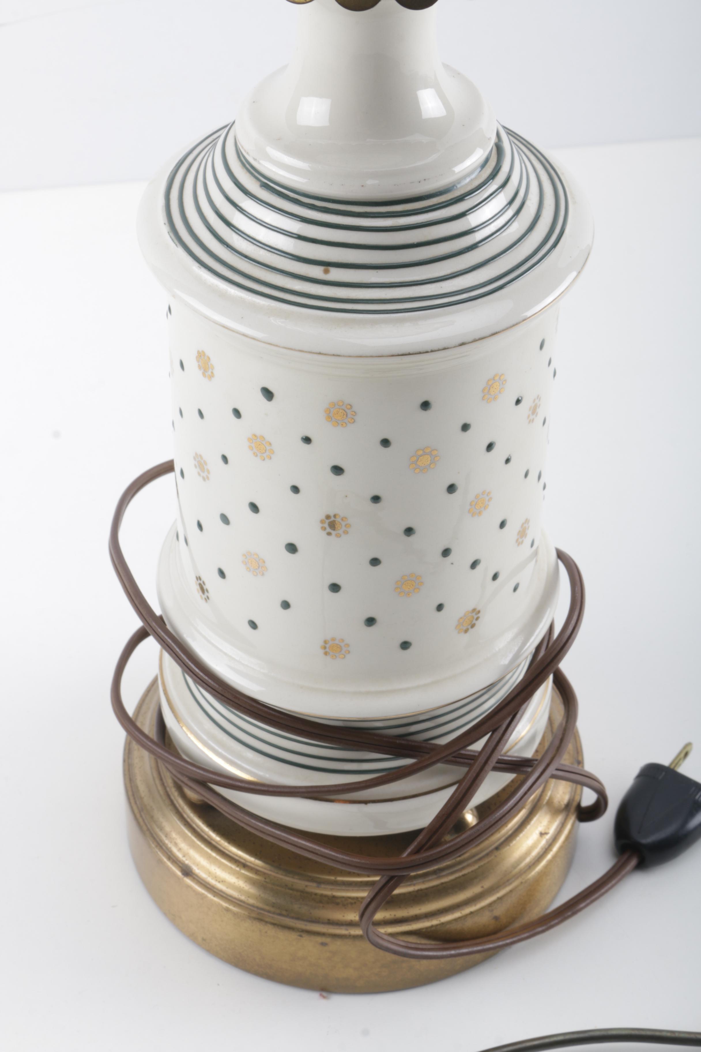 Antique Brass and Glass Lamp