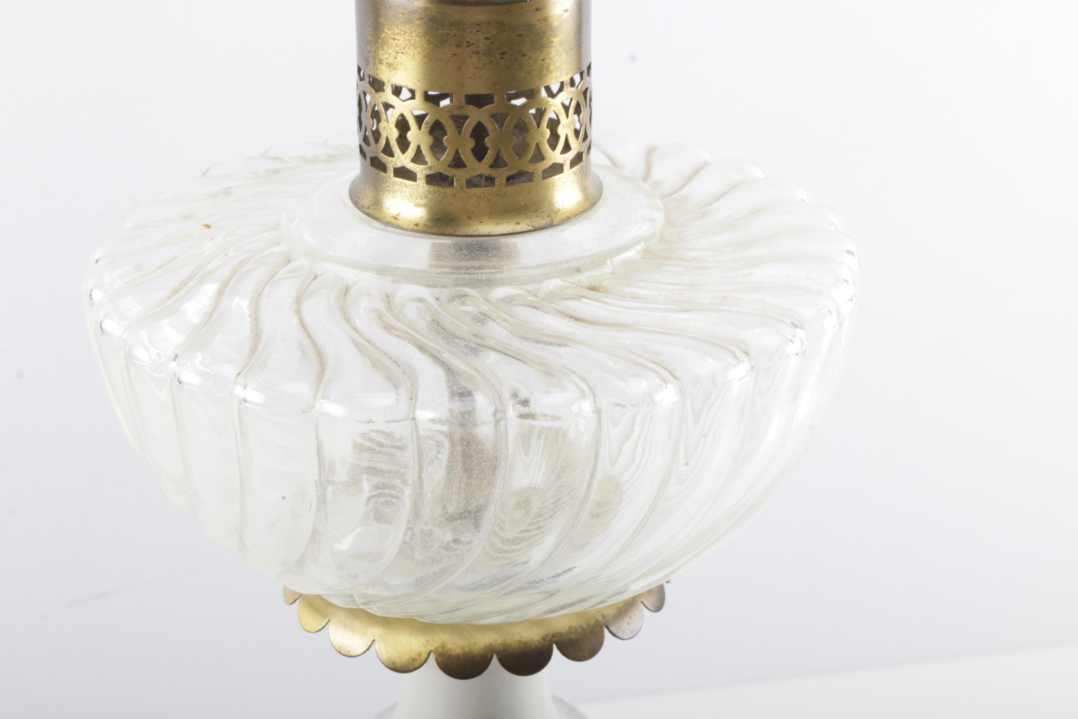 Antique Brass and Glass Lamp