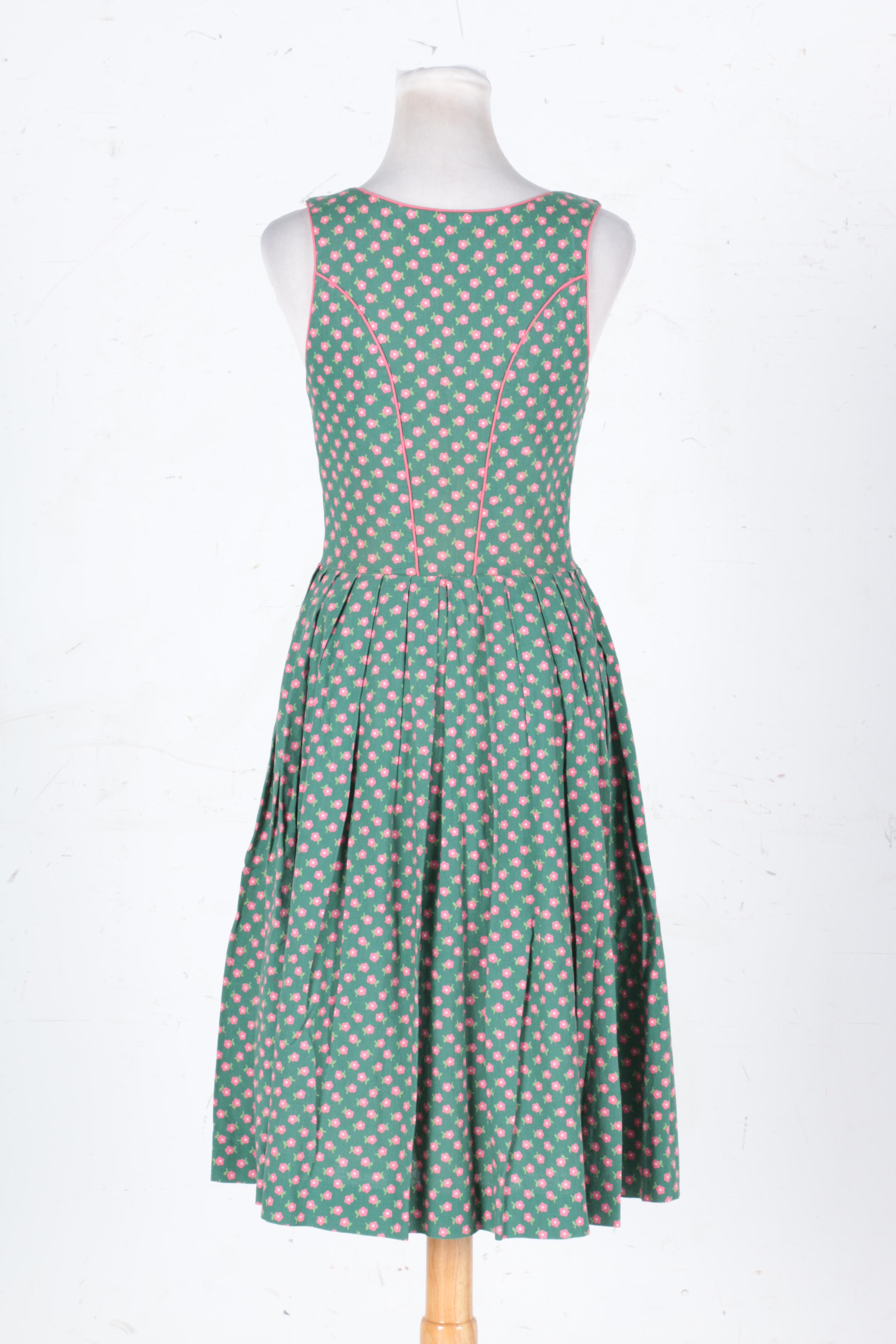Vintage Pink and Green Floral Dress