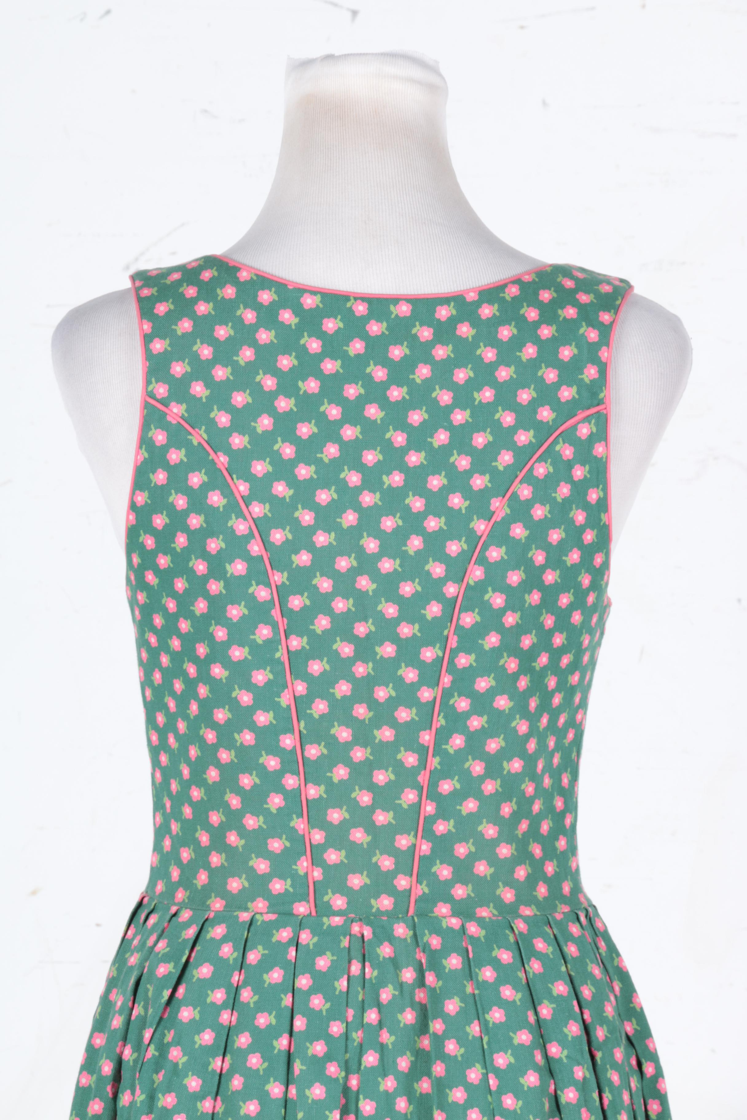Vintage Pink and Green Floral Dress