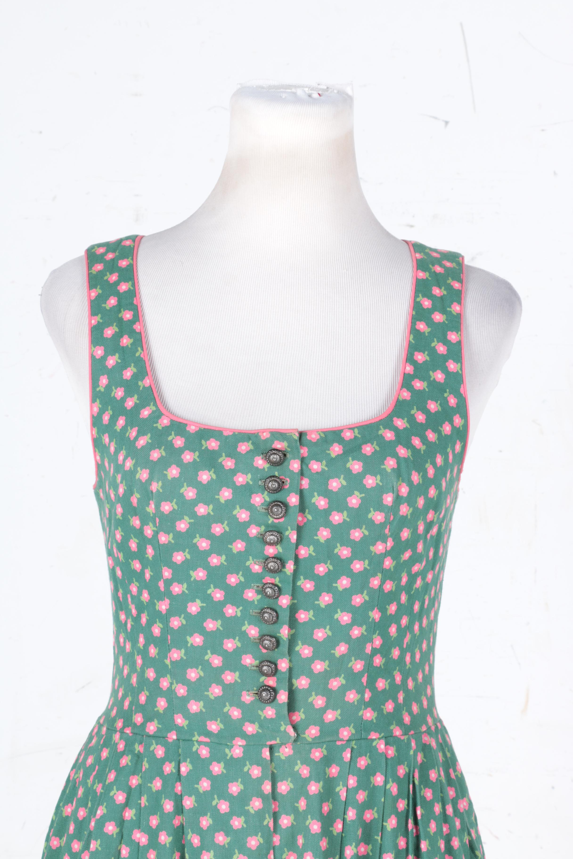 Vintage Pink and Green Floral Dress