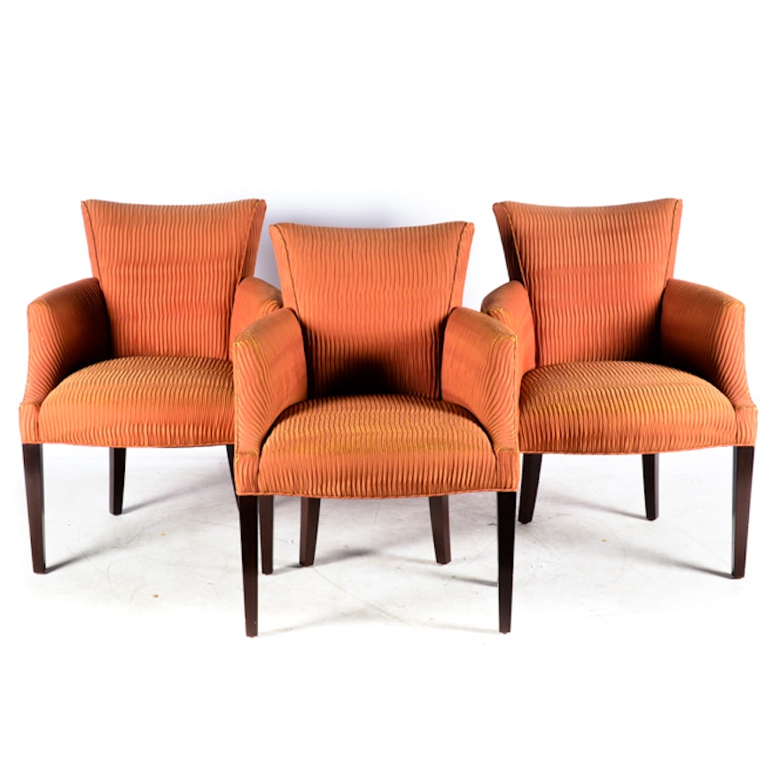 Vintage Orange Upholstered Armchairs