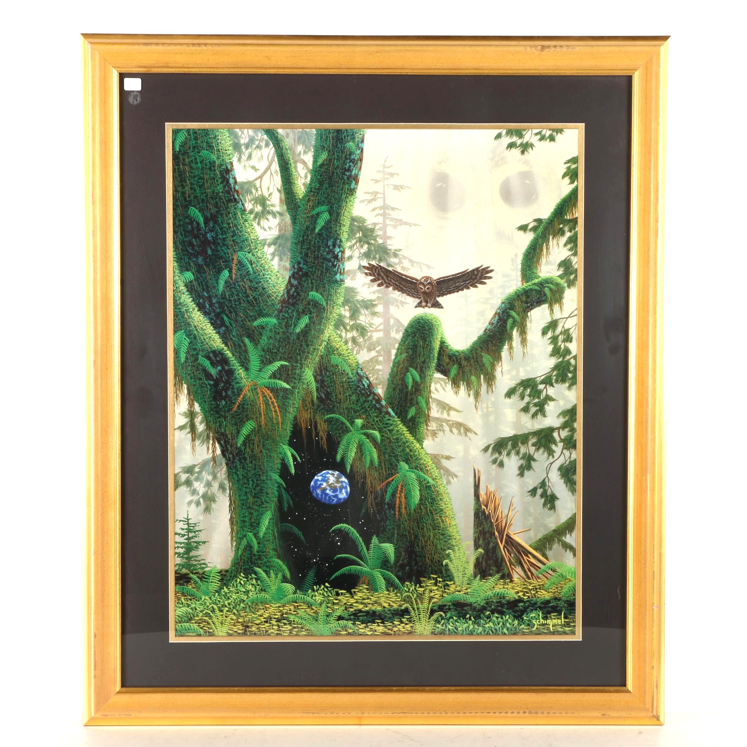 Offset Lithograph Print After Schim Schimmel's "The Heart of the Forest"