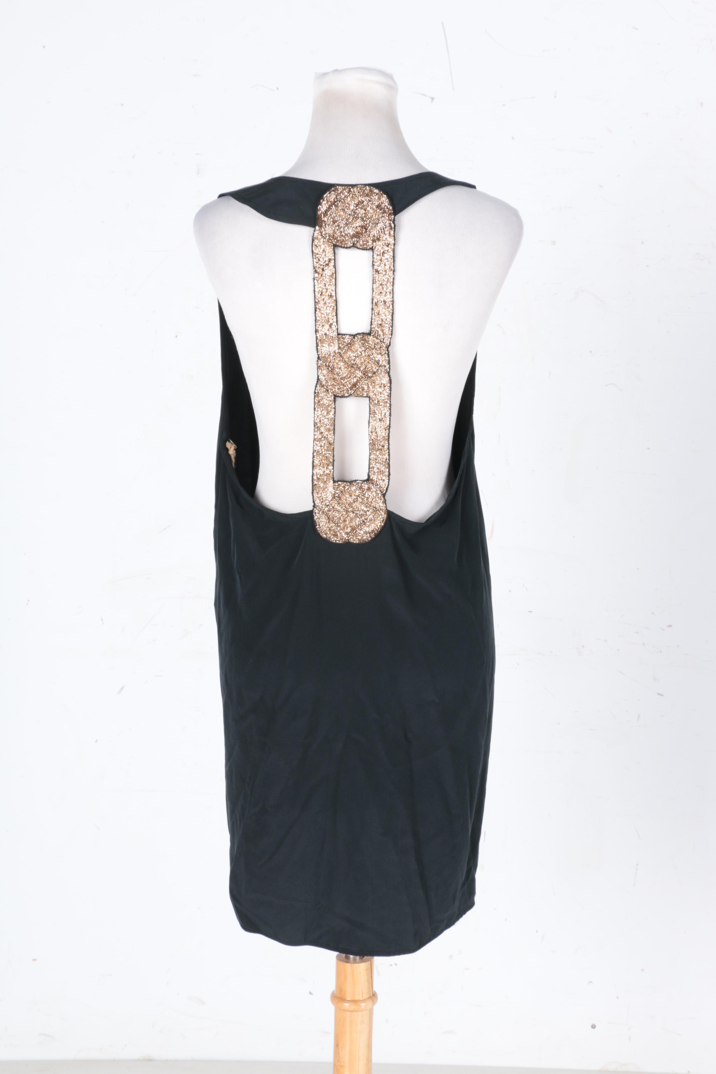 Black Mini Dress With Embellished Back Cut-Out