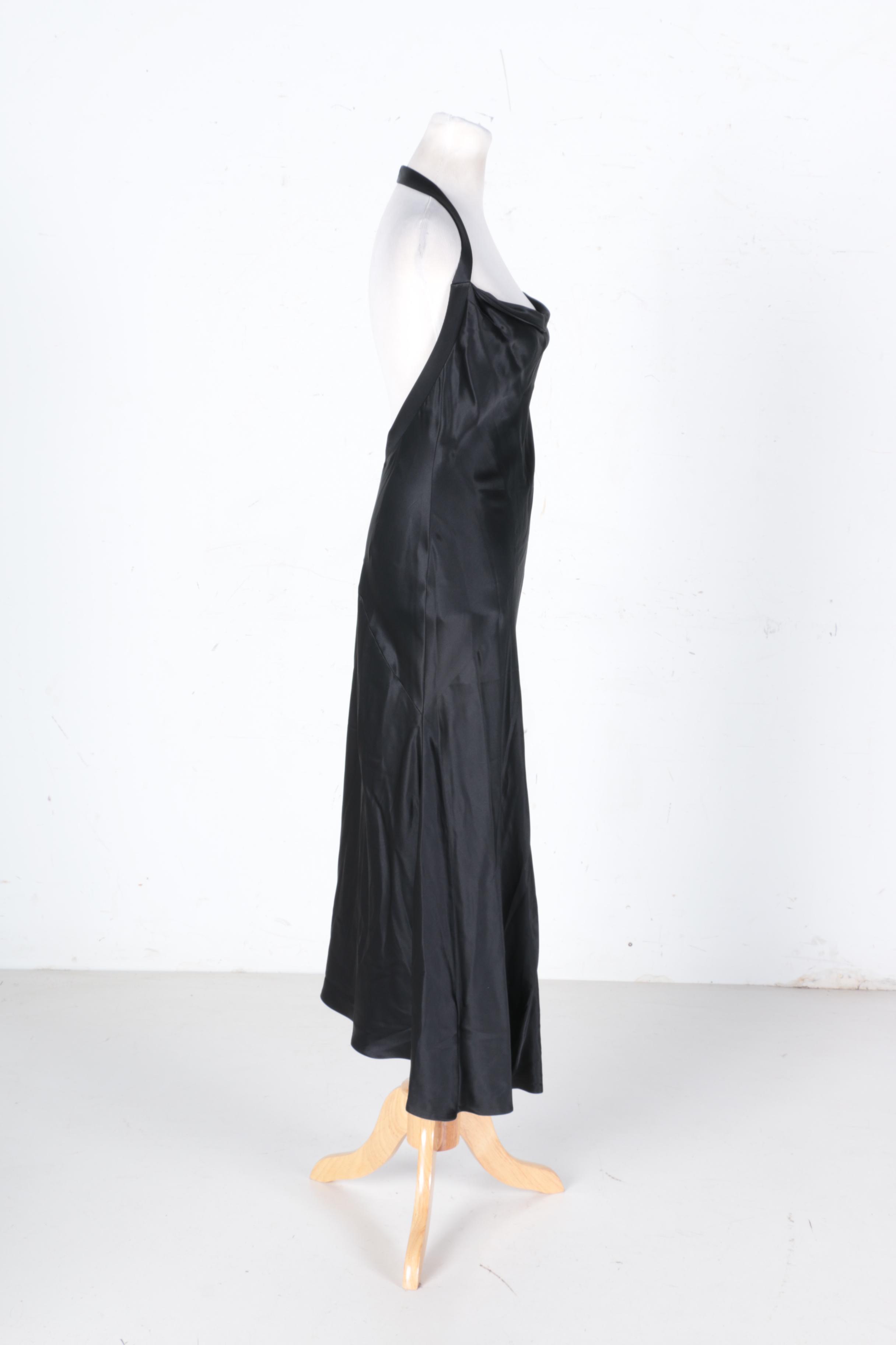 David Cardona Black Silk Halter Dress