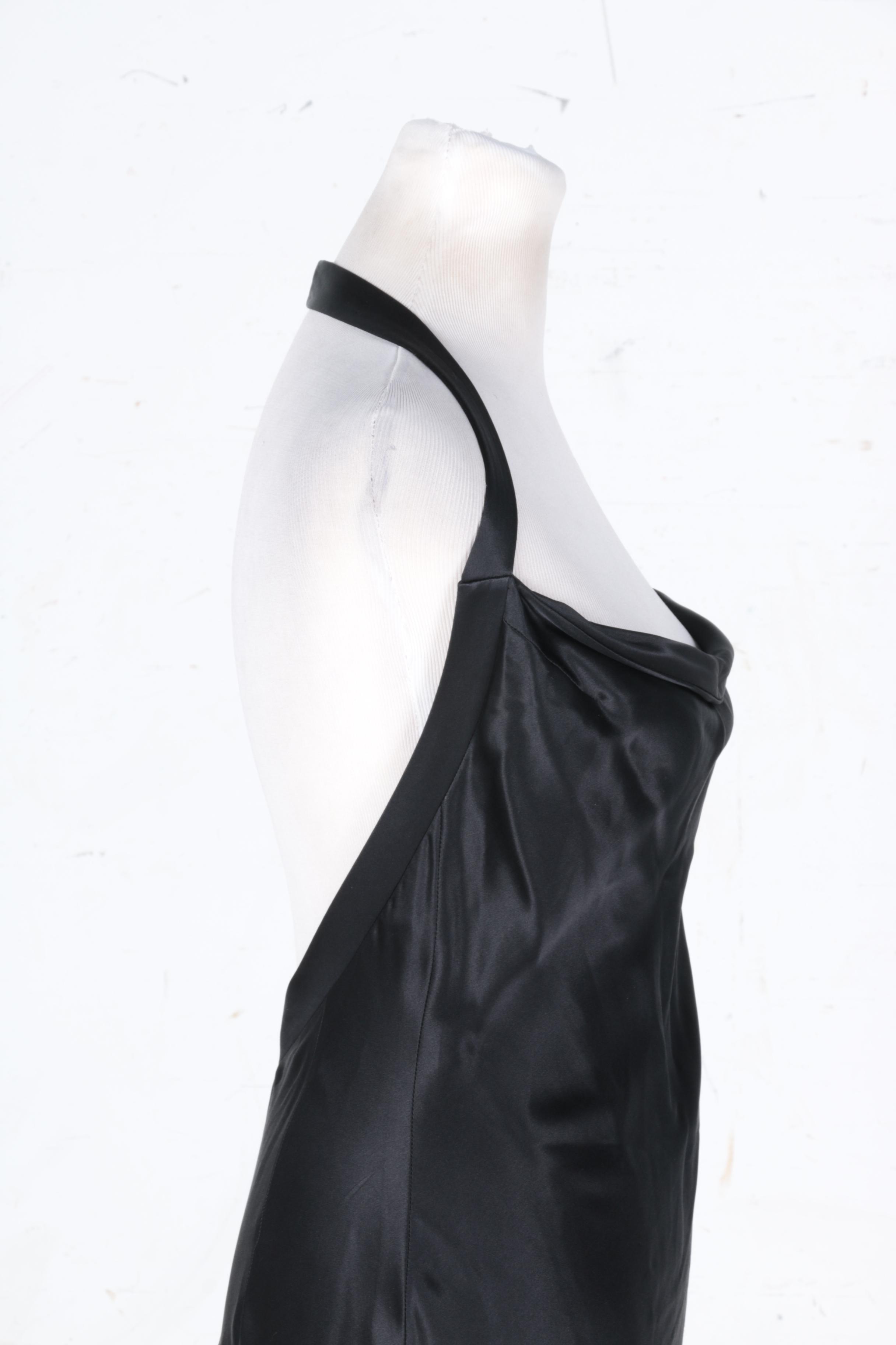 David Cardona Black Silk Halter Dress