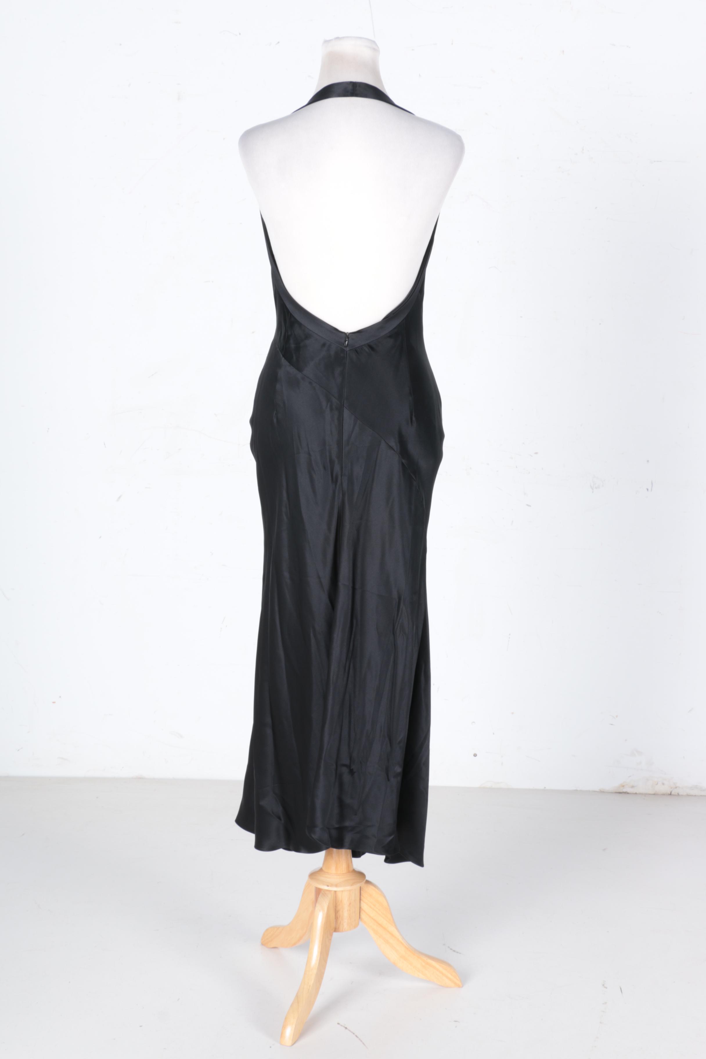 David Cardona Black Silk Halter Dress