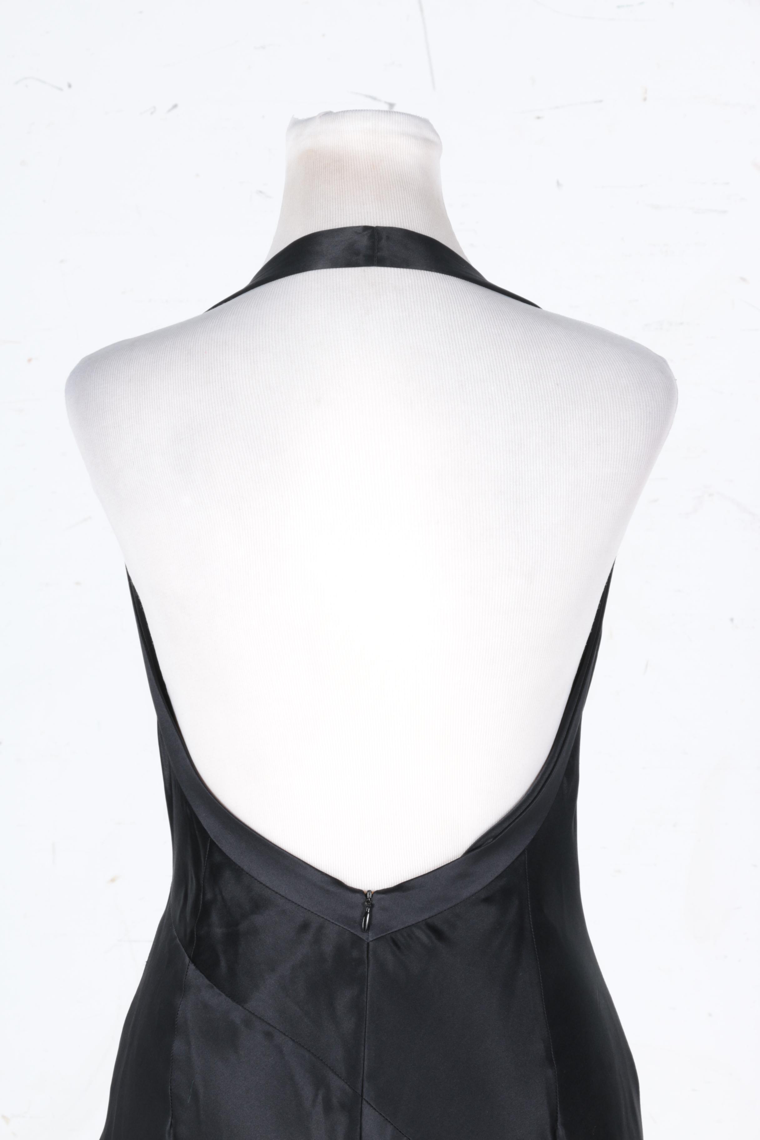 David Cardona Black Silk Halter Dress