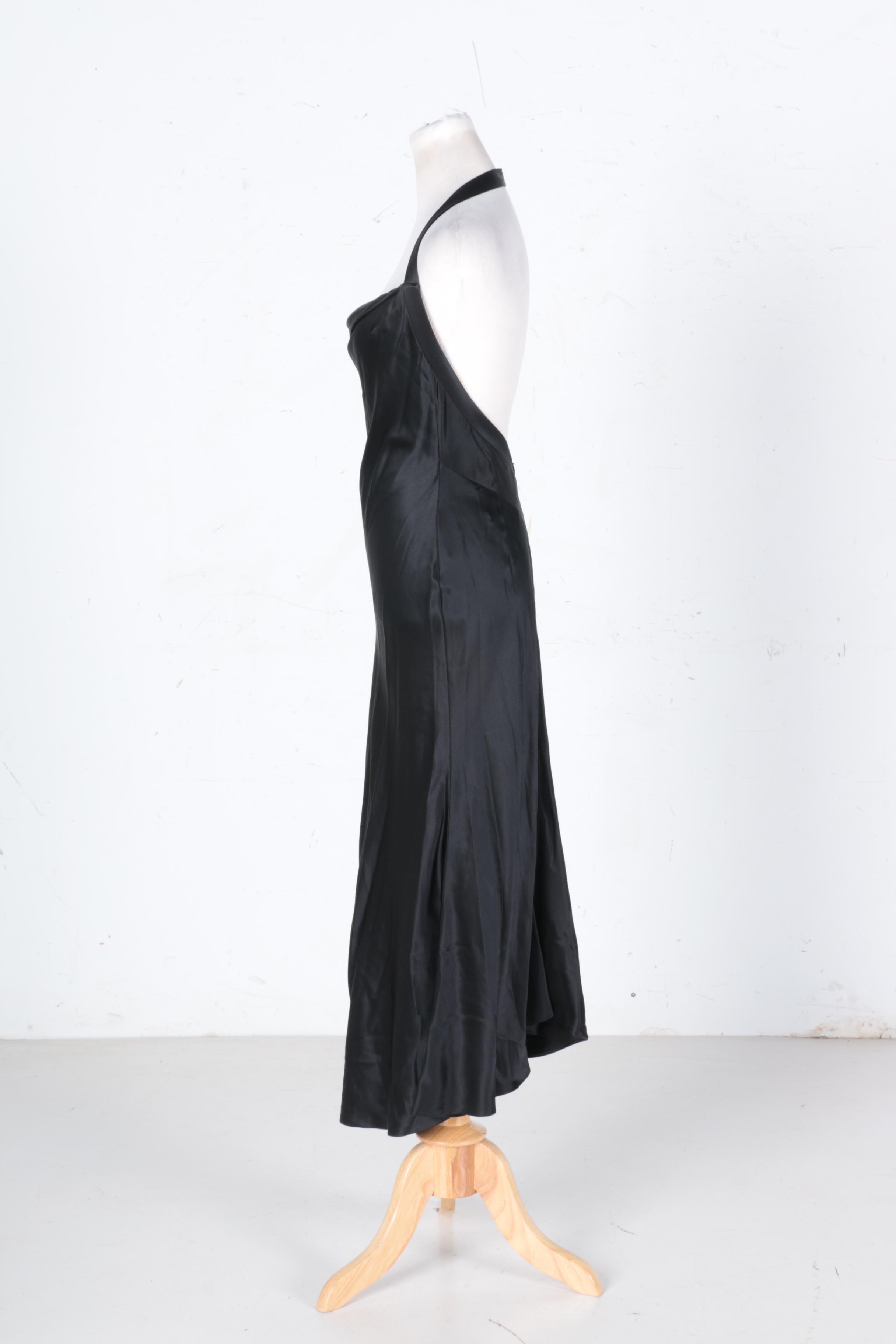 David Cardona Black Silk Halter Dress