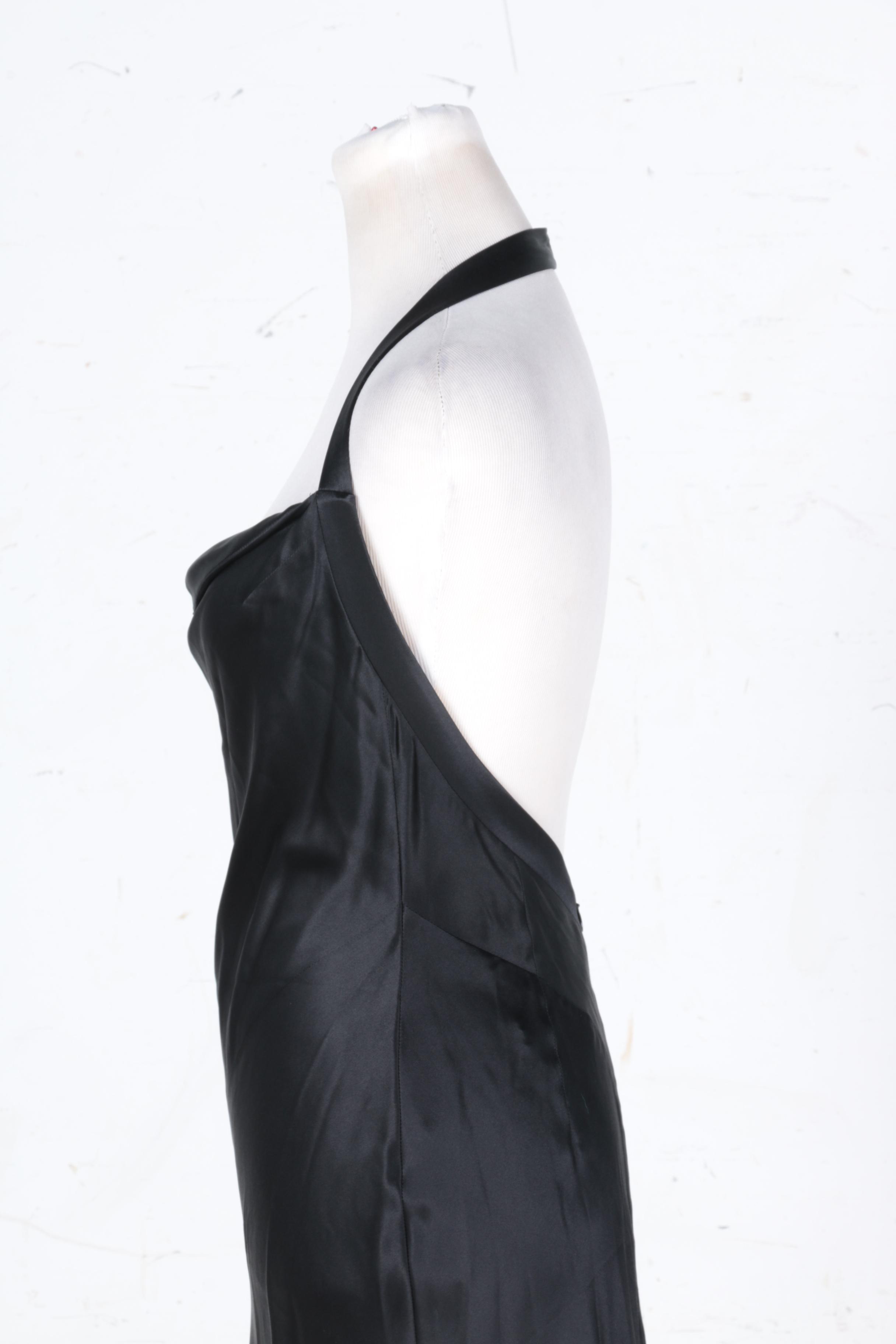 David Cardona Black Silk Halter Dress