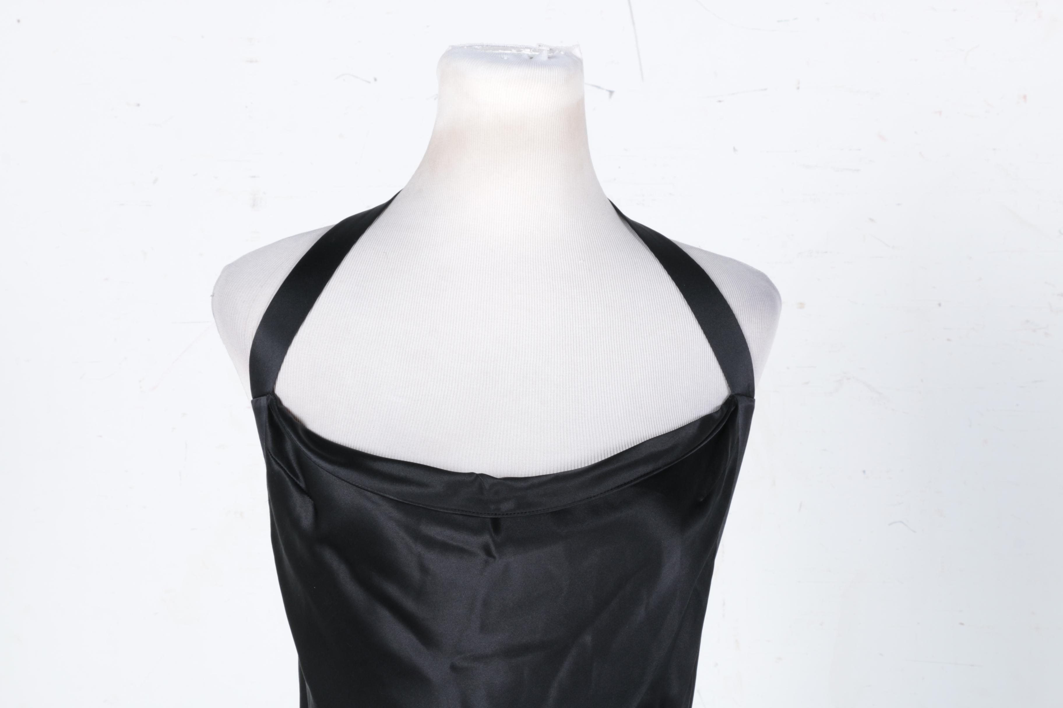 David Cardona Black Silk Halter Dress