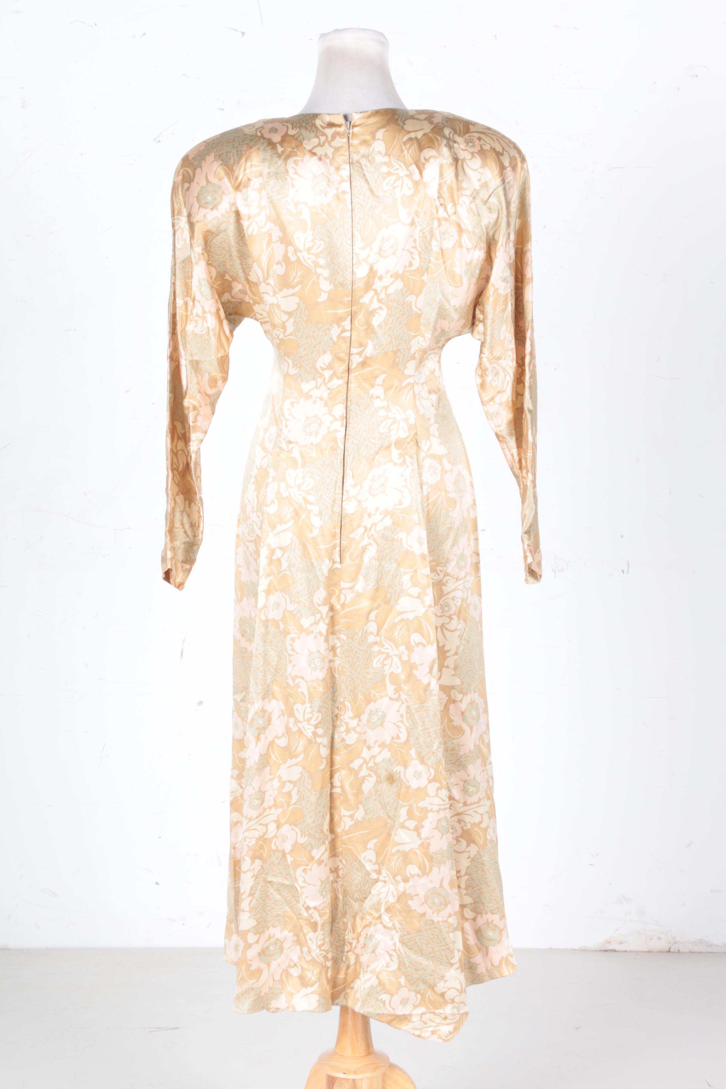 Vintage Frank Masandrea Silk Floral Long sleeve Dress