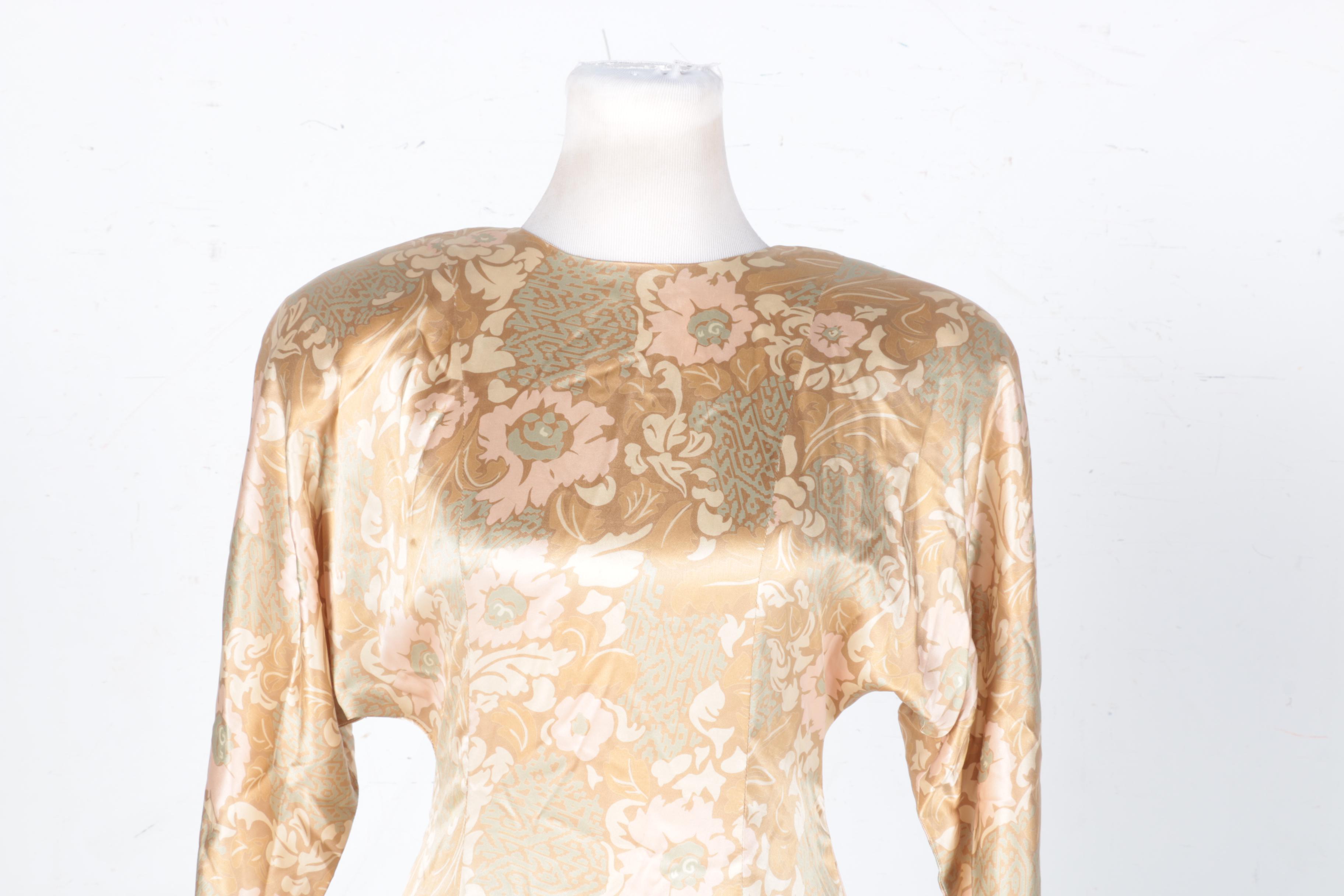 Vintage Frank Masandrea Silk Floral Long sleeve Dress