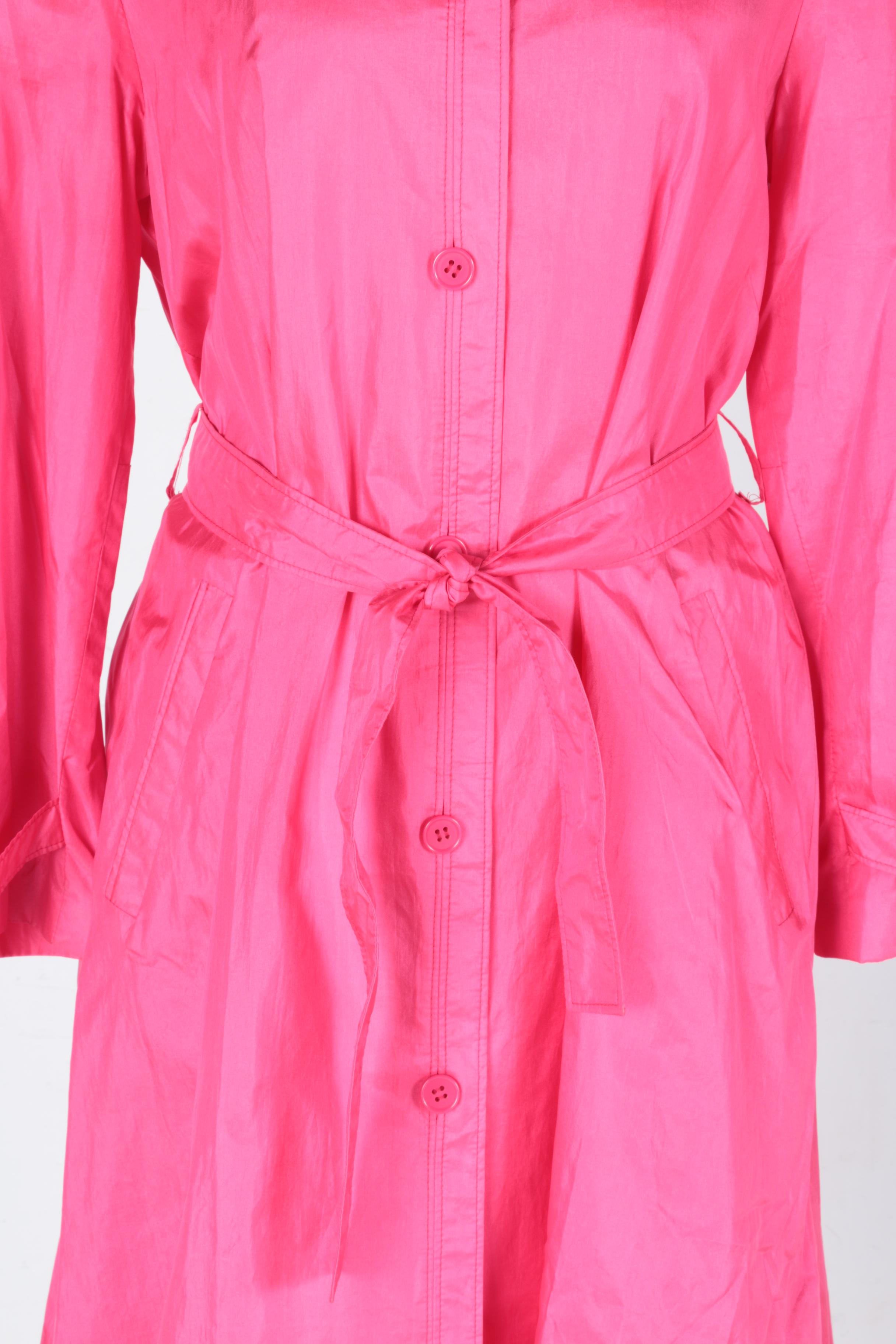Women's Pink Silk Trench Rain Jacket