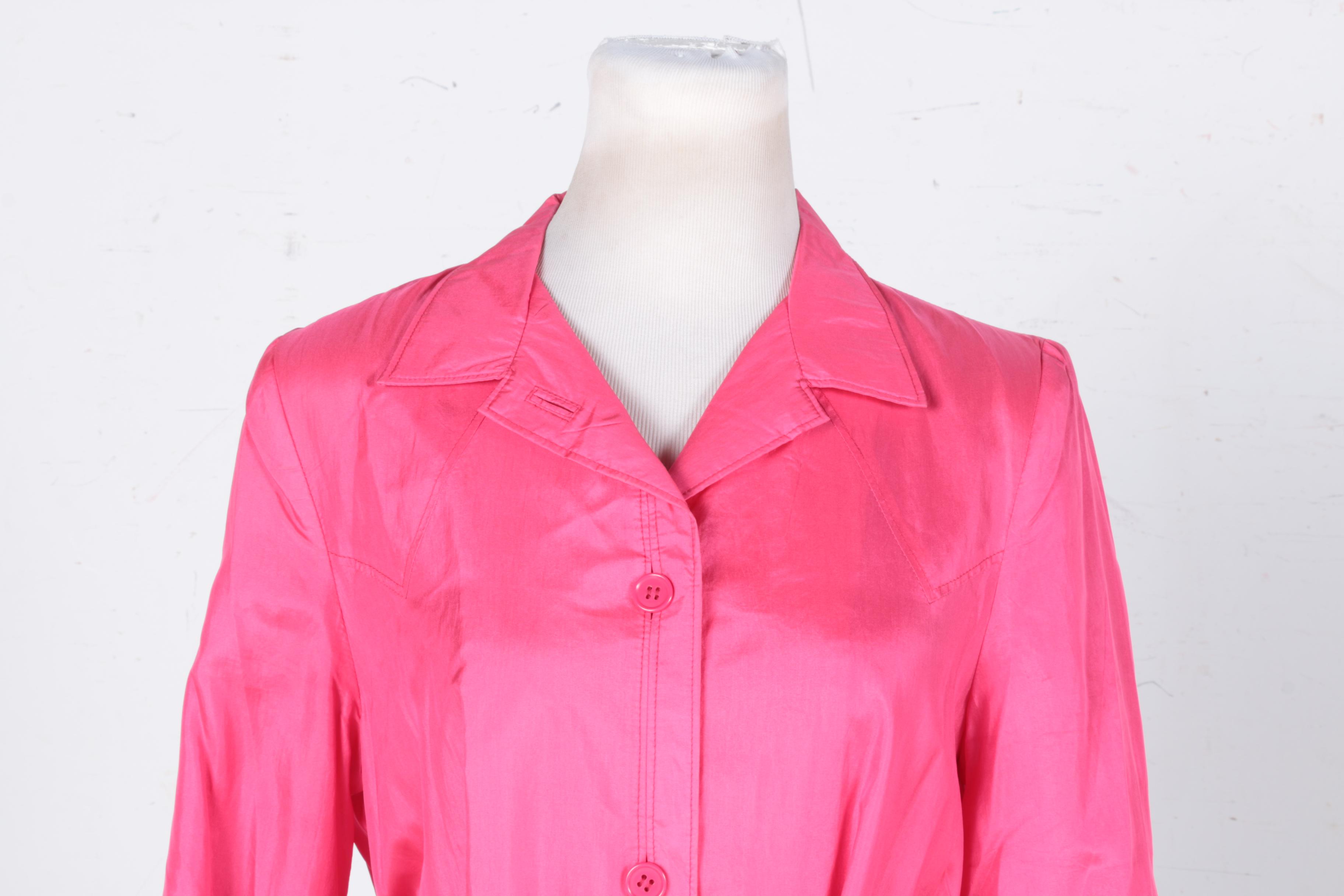Women's Pink Silk Trench Rain Jacket