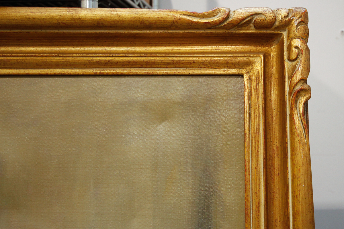 Armin Stock 1971 Oil Portrait on Canvas of Man in Navy Suit