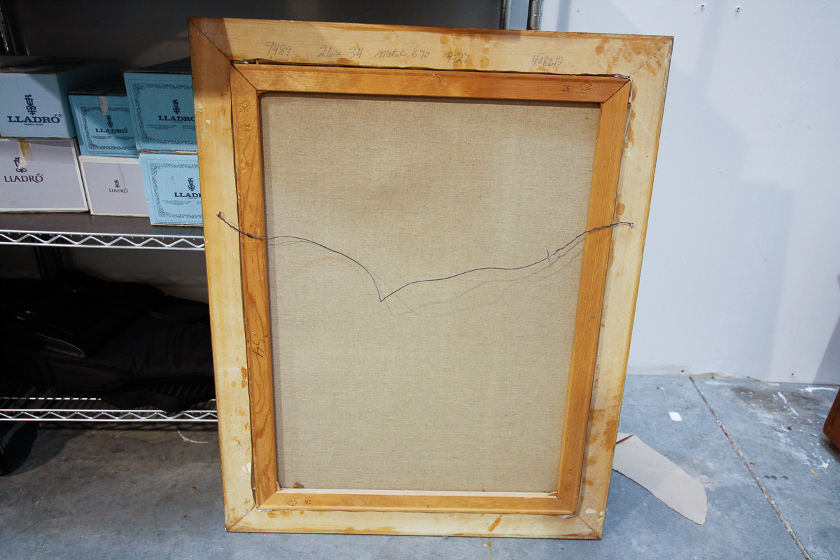 Armin Stock 1971 Oil Portrait on Canvas of Man in Navy Suit