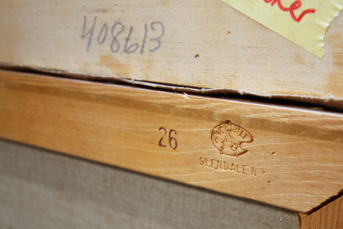 Armin Stock 1971 Oil Portrait on Canvas of Man in Navy Suit